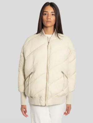 Beige Oversized Padded Bomber