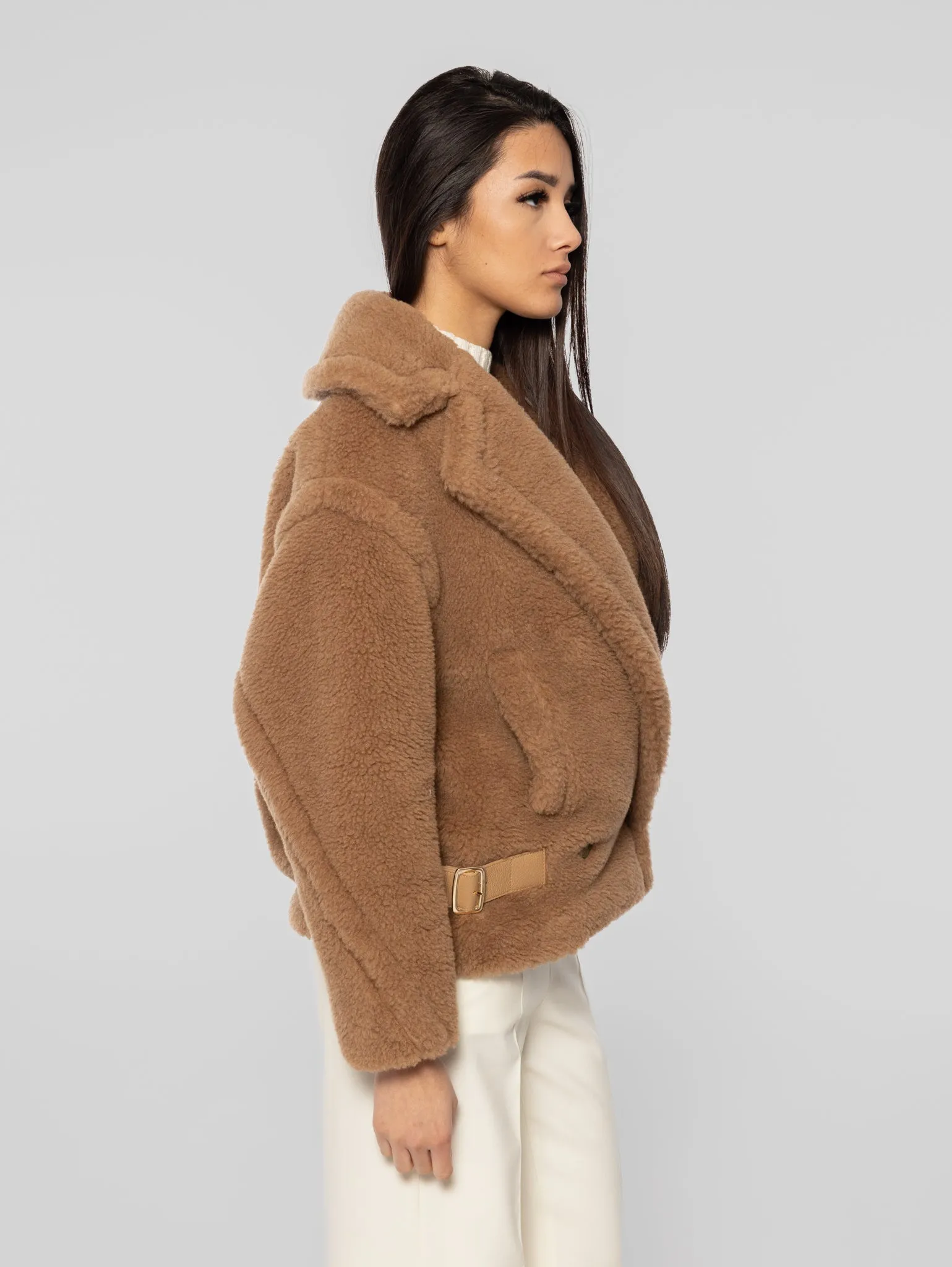 Biker in Teddy Fabric Vanadium Camel