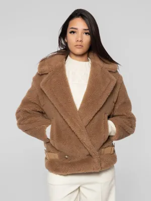 Biker in Teddy Fabric Vanadium Camel