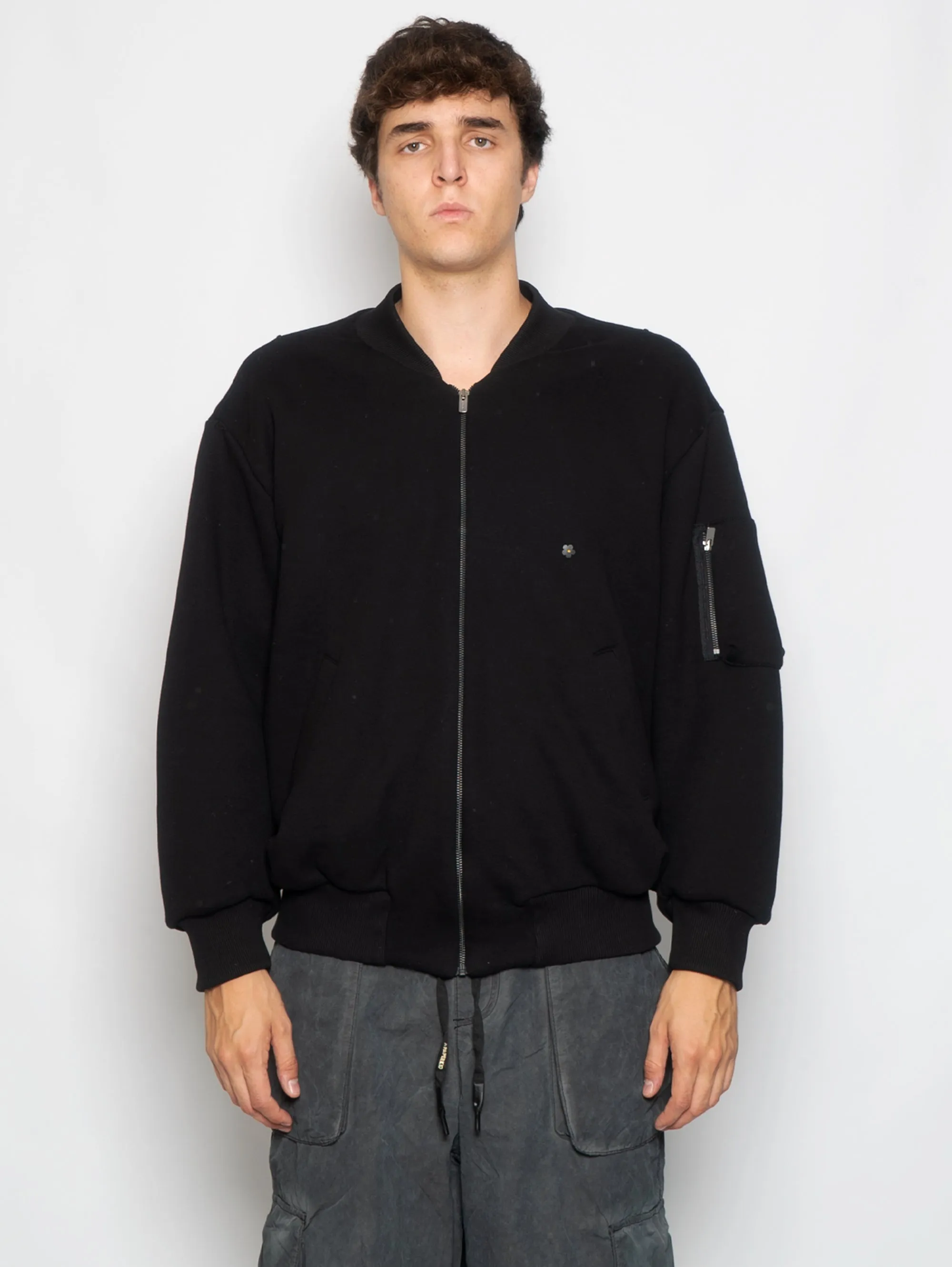 Black doubled fleece bomber jacket