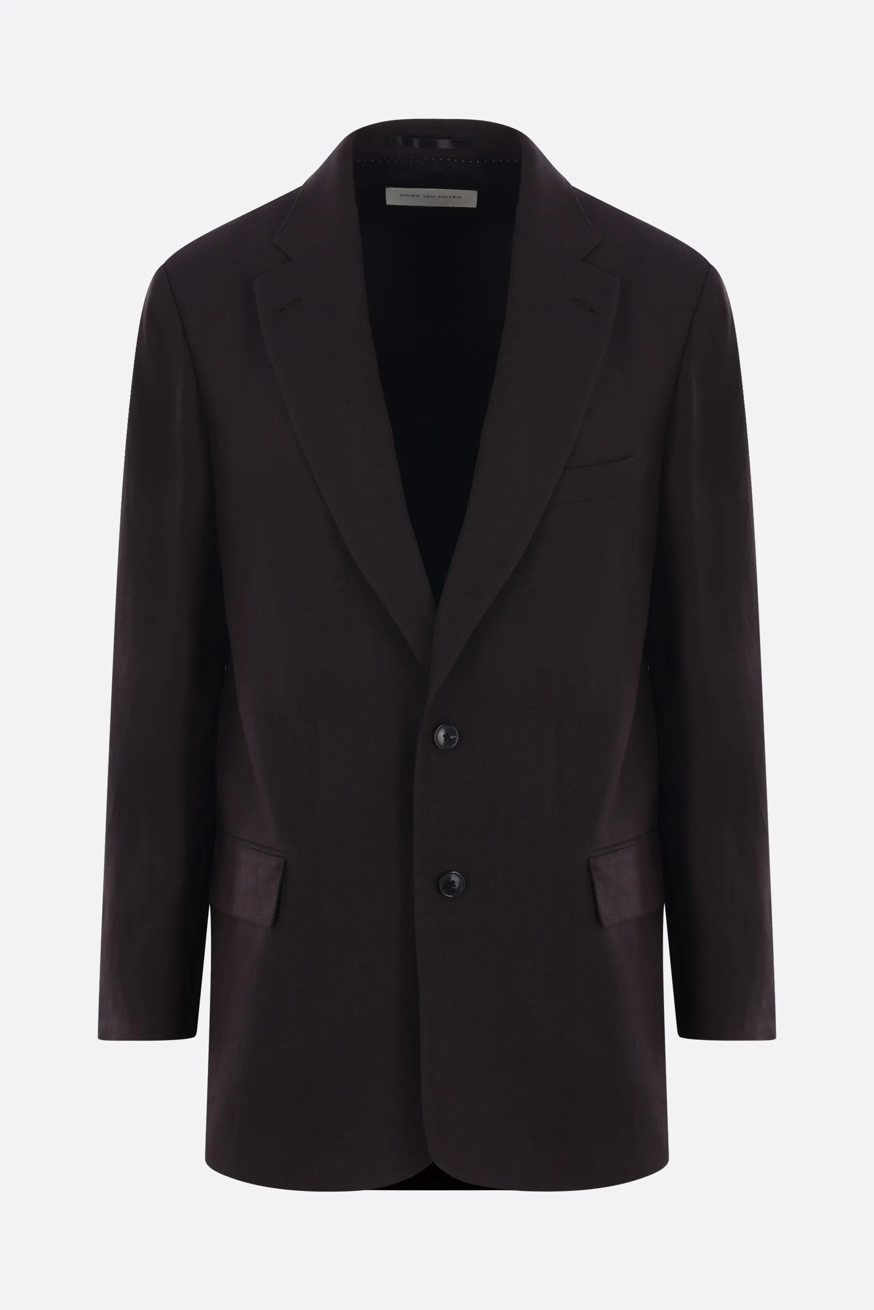 Blunt single-breasted jacket in linen and wool