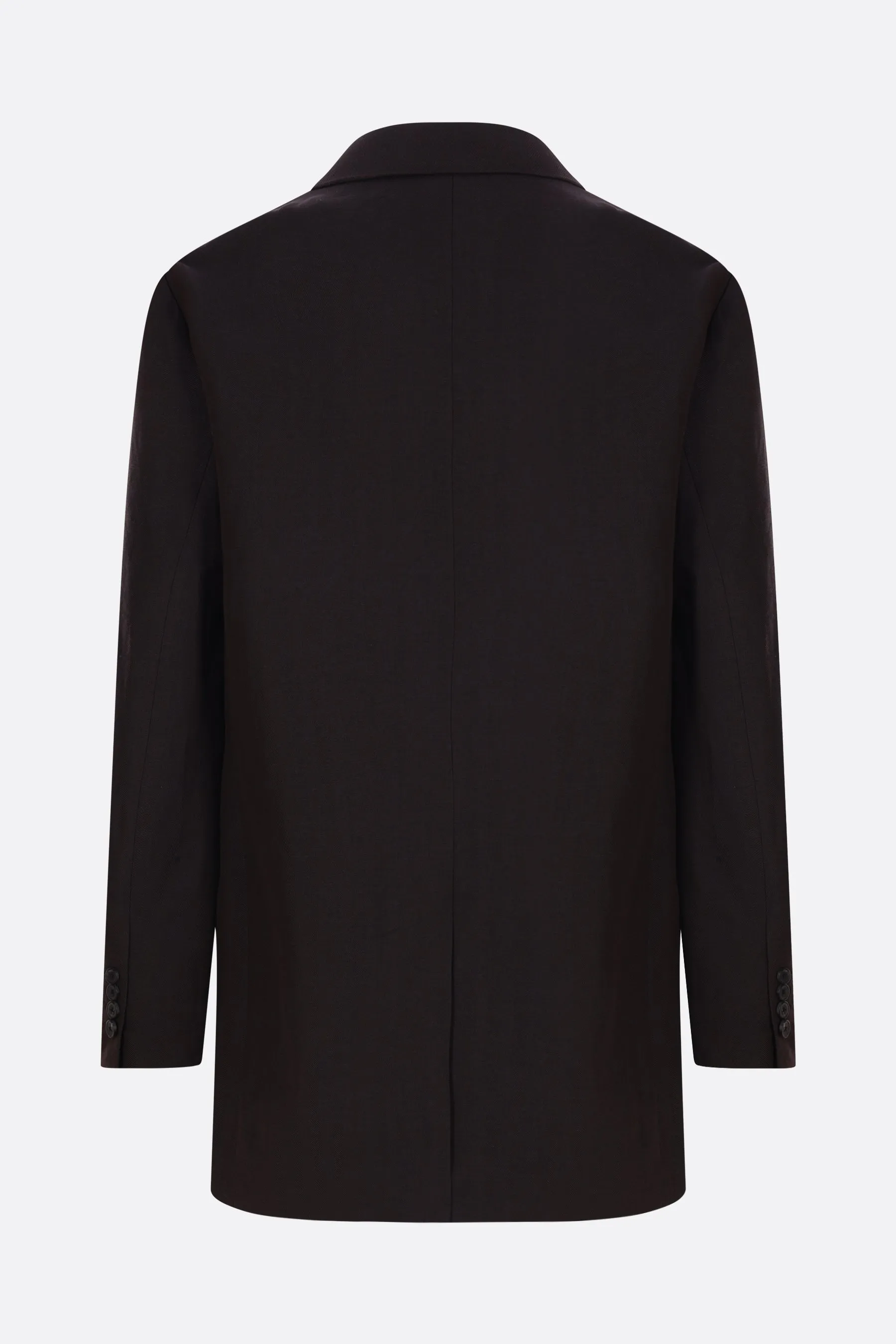 Blunt single-breasted jacket in linen and wool