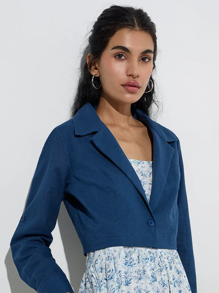 Bombay Paisley Indigo Cotton Tiered Dress with Jacket