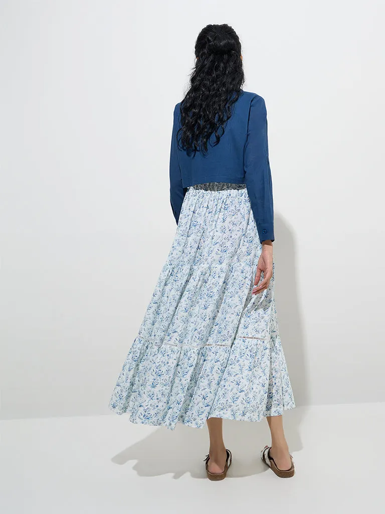 Bombay Paisley Indigo Cotton Tiered Dress with Jacket