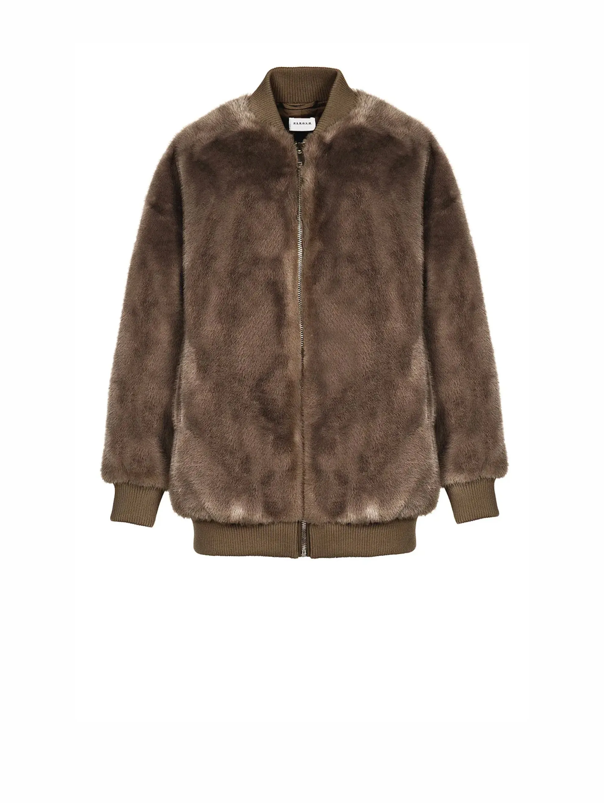 Brown Faux Fur Bomber Jacket