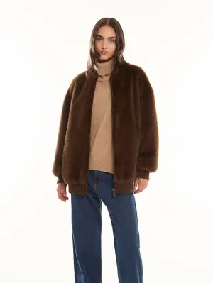 Brown Faux Fur Bomber Jacket