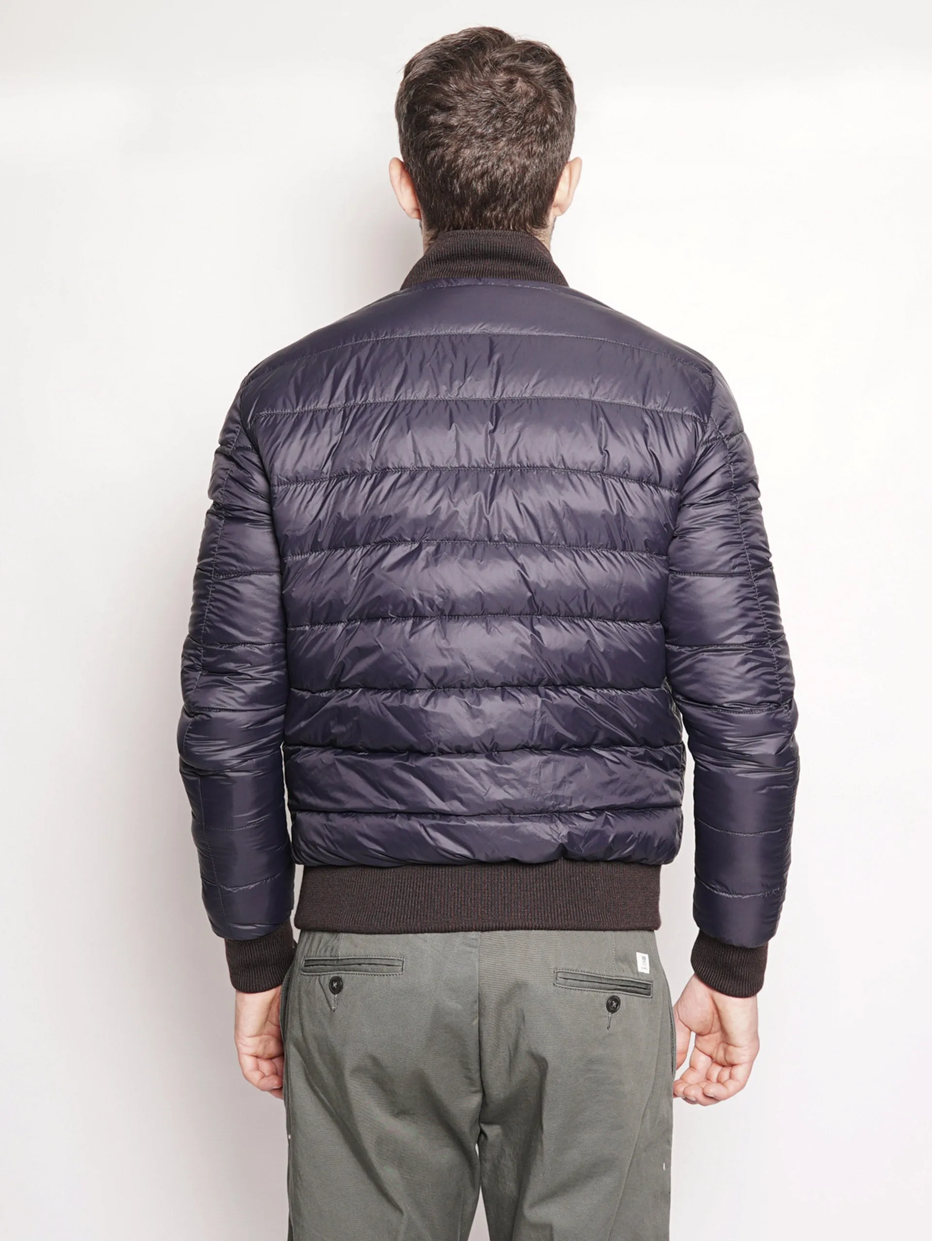 Brown leather and reversible bomber jacket