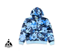Camo Cotton Wreath Zip Hoodie Blue Camo