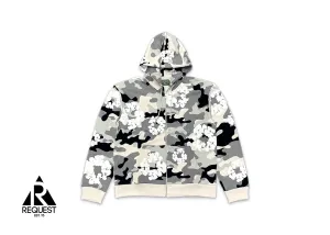 Camo Cotton Wreath Zip Hoodie Snow Camo
