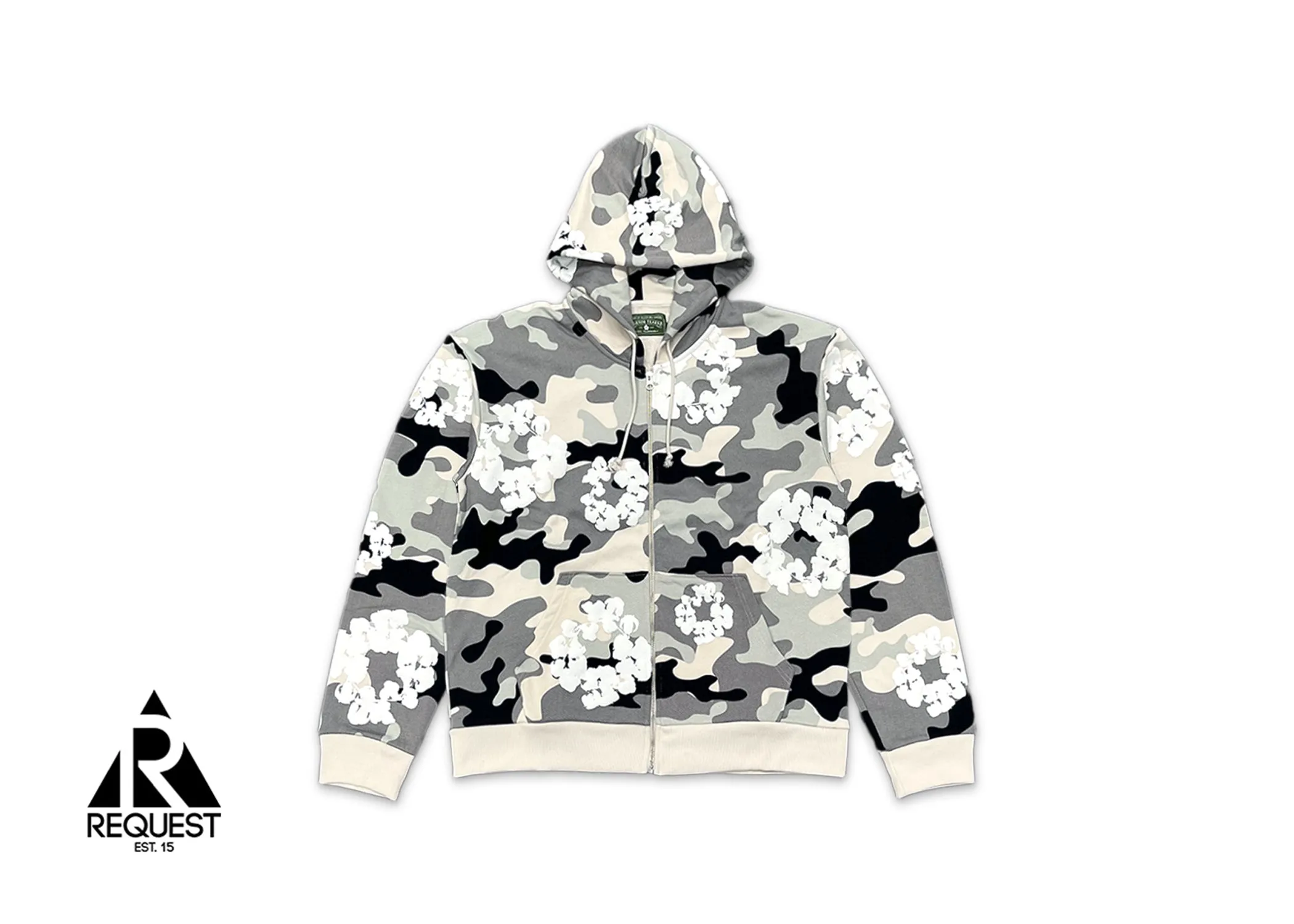 Camo Cotton Wreath Zip Hoodie Snow Camo