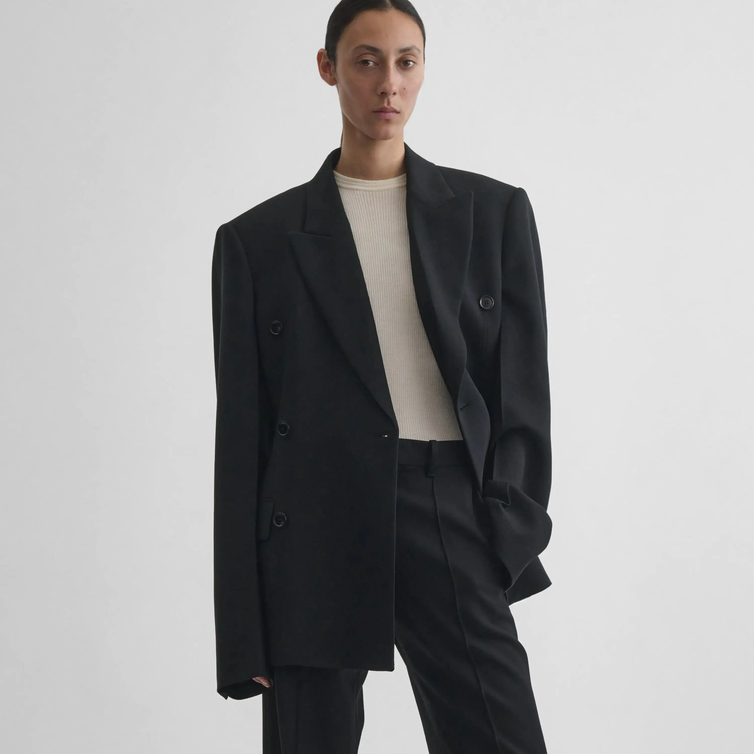 CINCHED HIP TAILORED JACKET | black sable