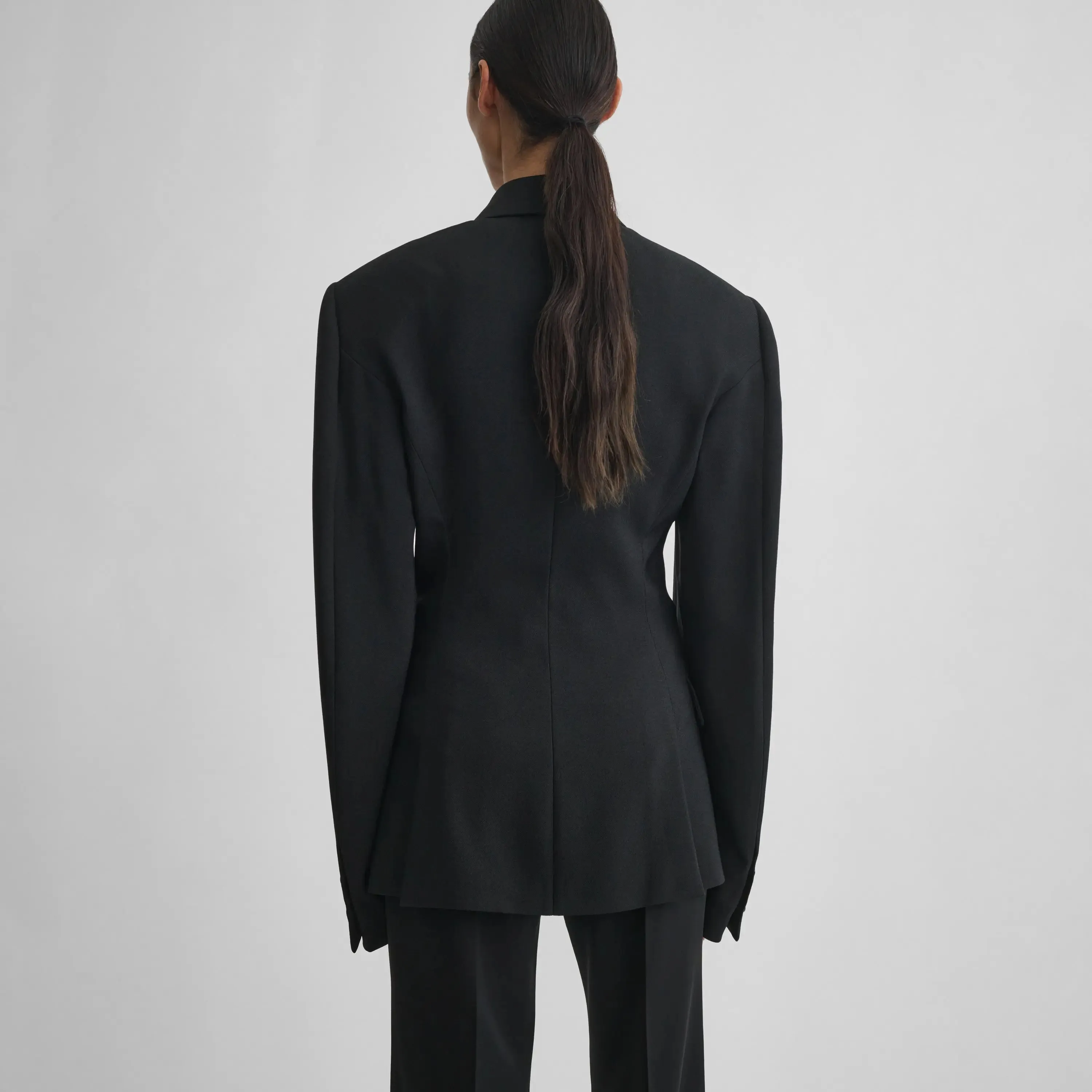 CINCHED HIP TAILORED JACKET | black sable