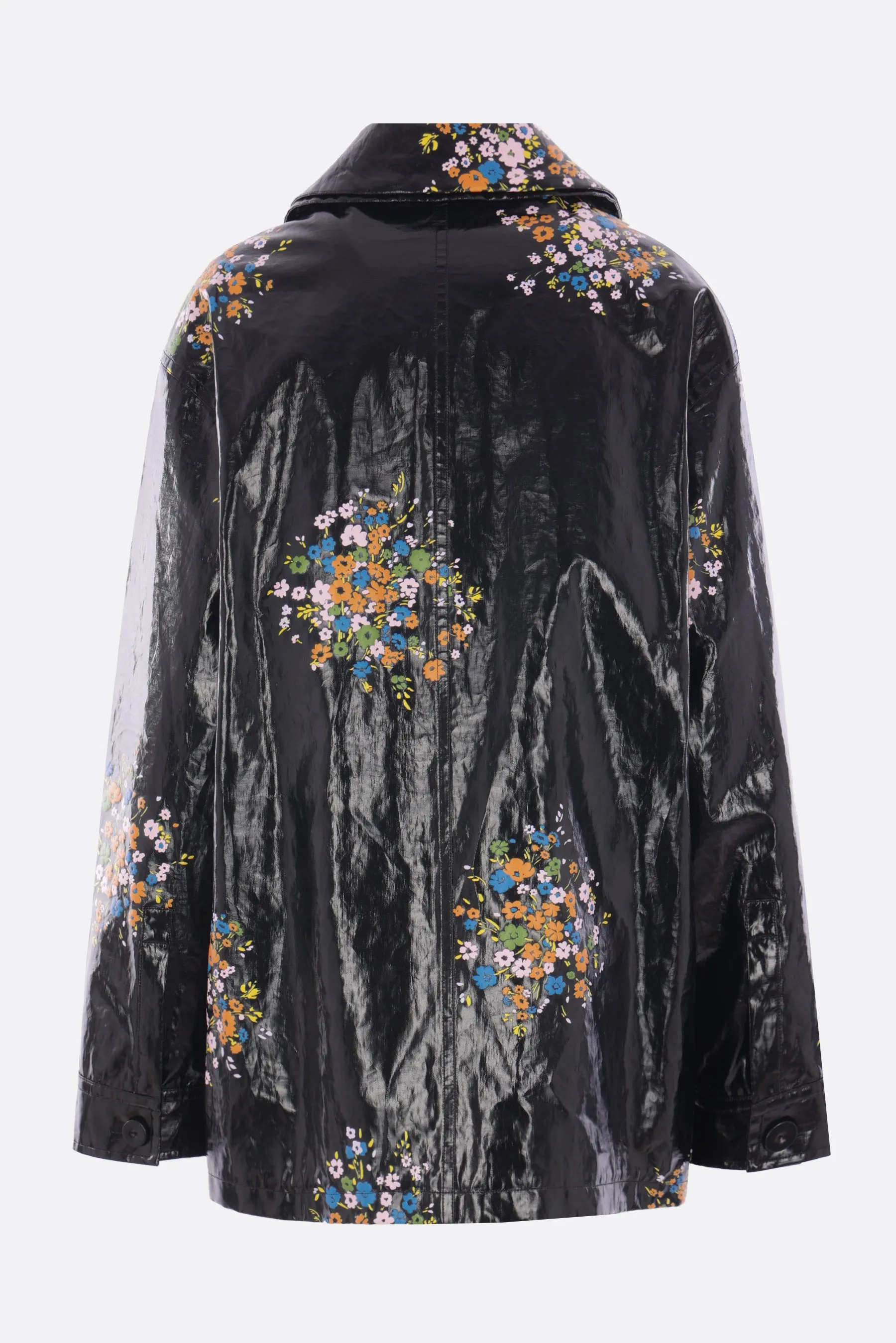 coated linen jacket with floral print