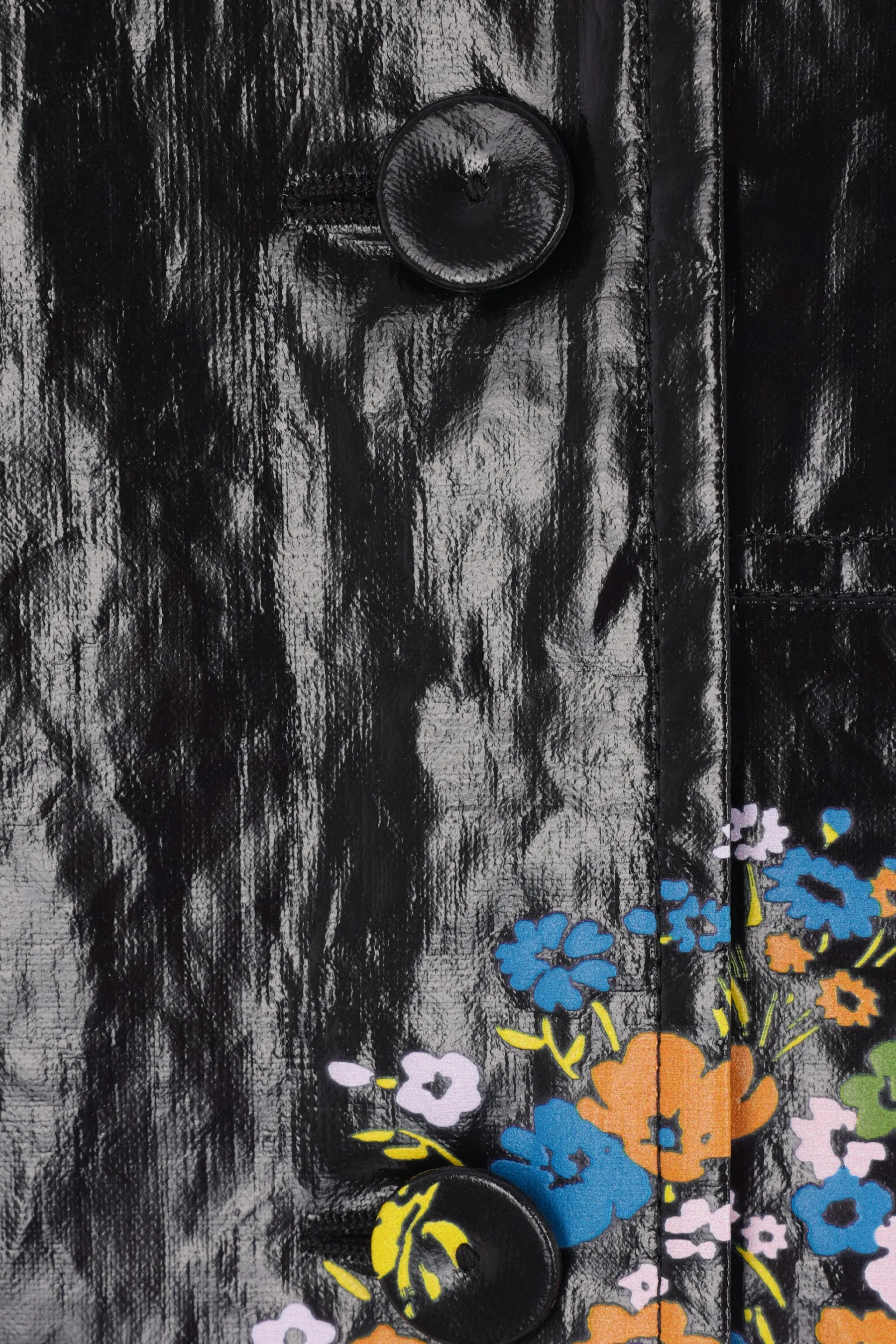 coated linen jacket with floral print