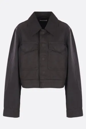 cropped jacket in coated denim