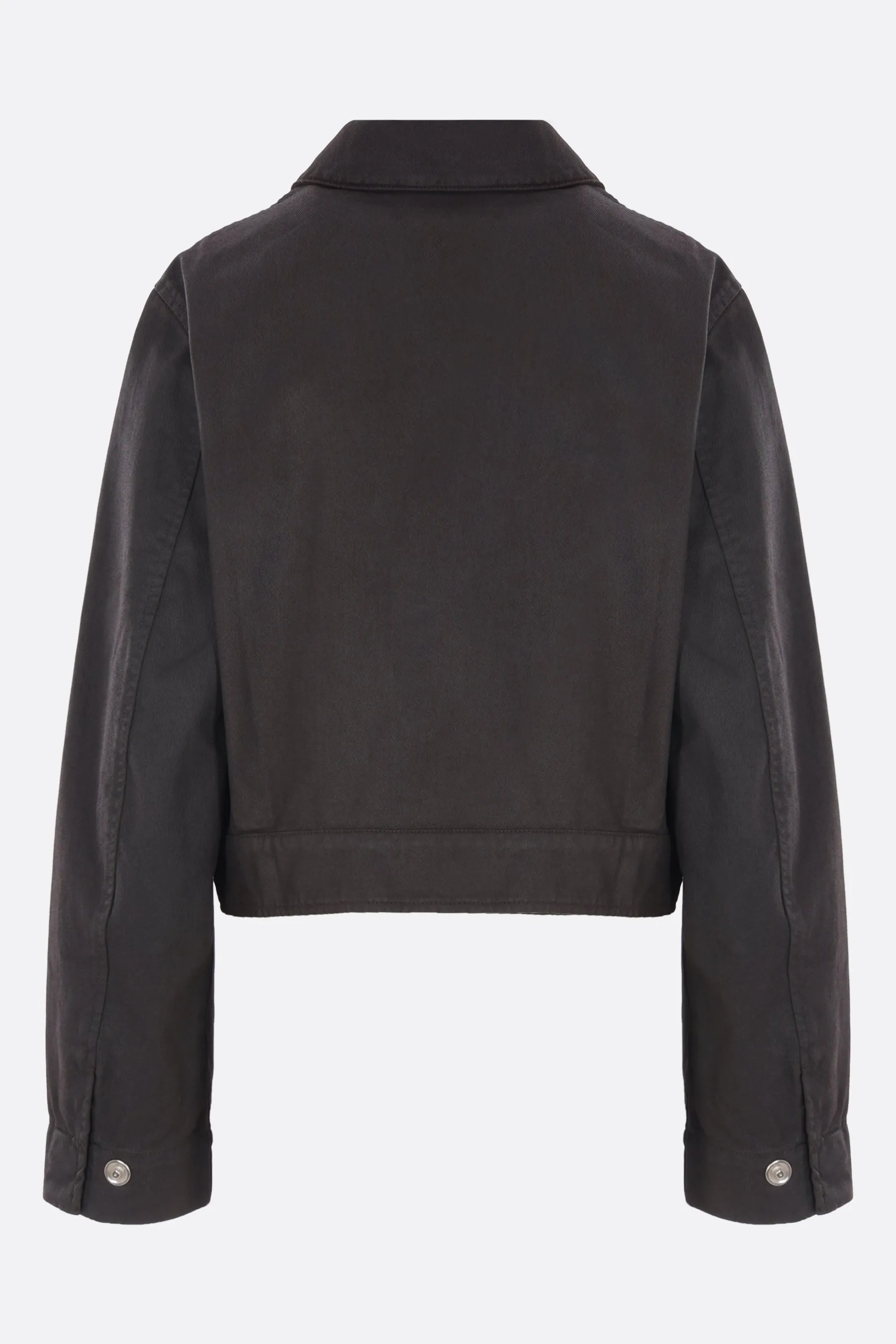 cropped jacket in coated denim
