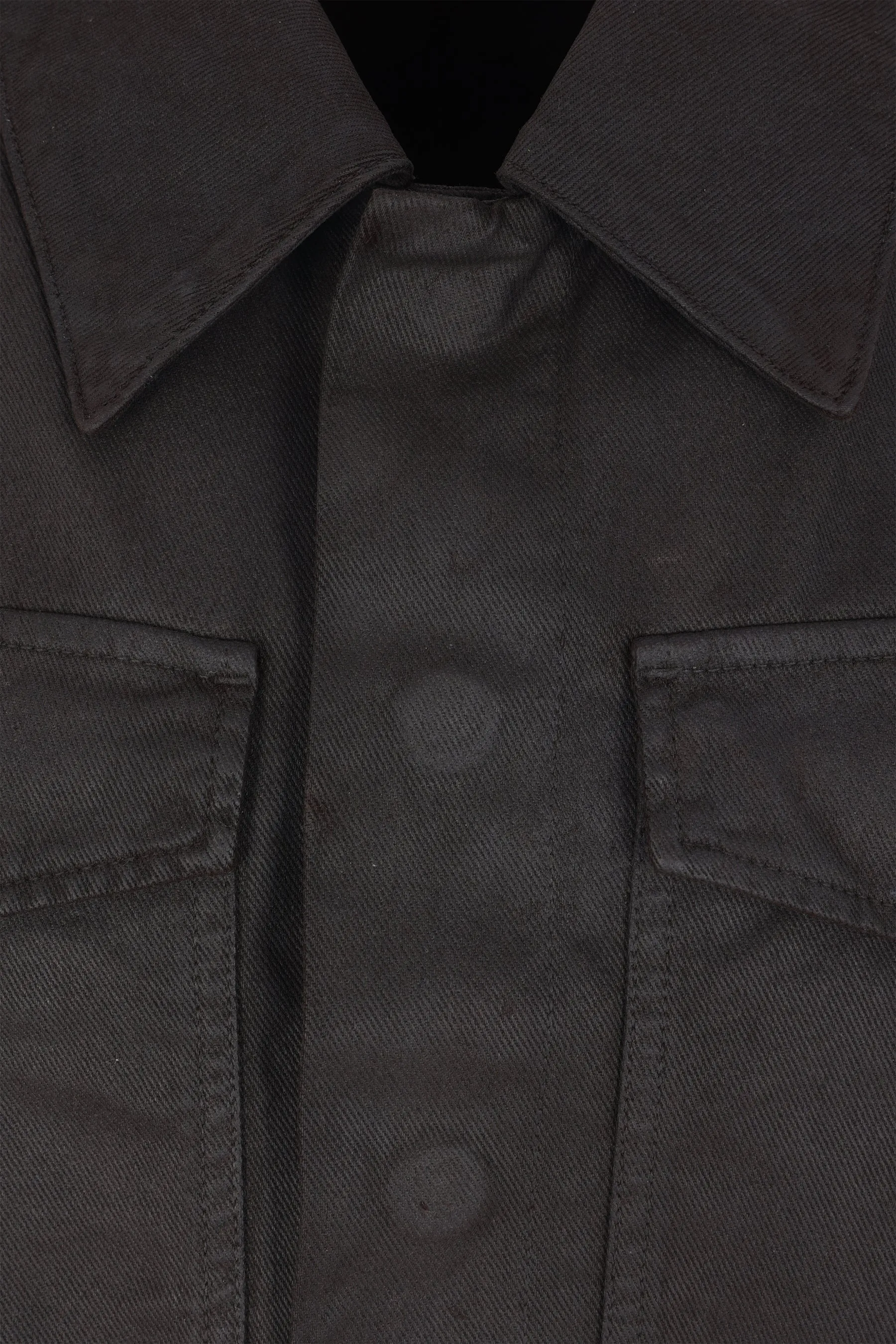 cropped jacket in coated denim