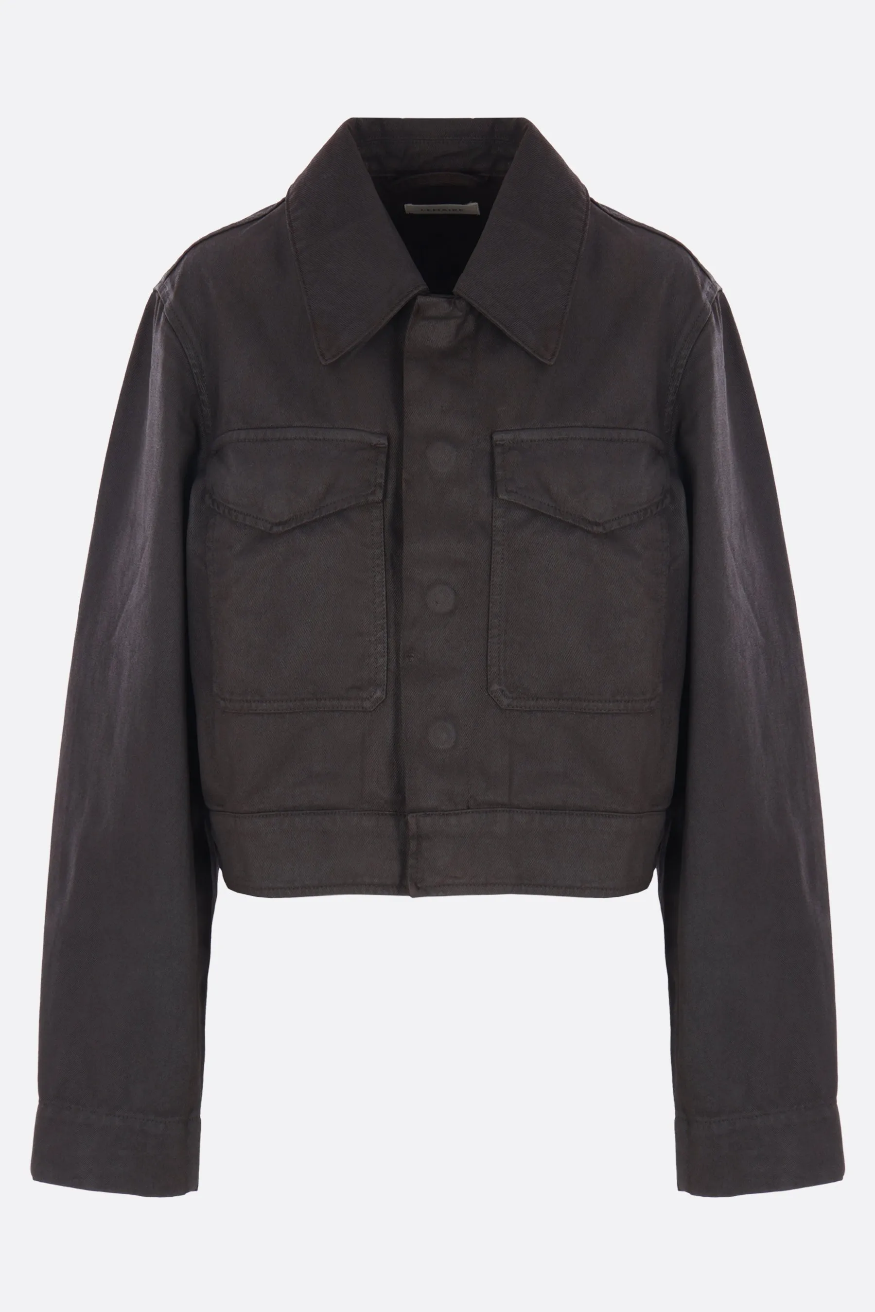 cropped jacket in coated denim