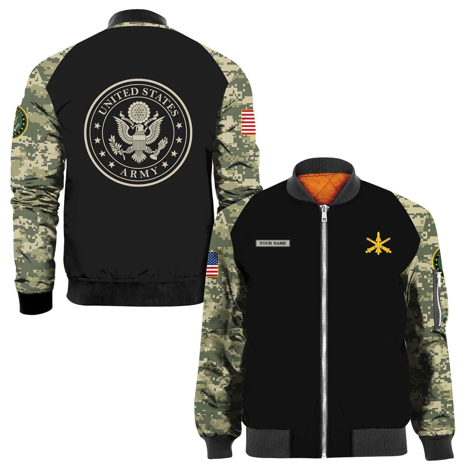 Custom 3D All Over Prints Bomber Jacket, Personalized Name And Ranks, Military Camo
