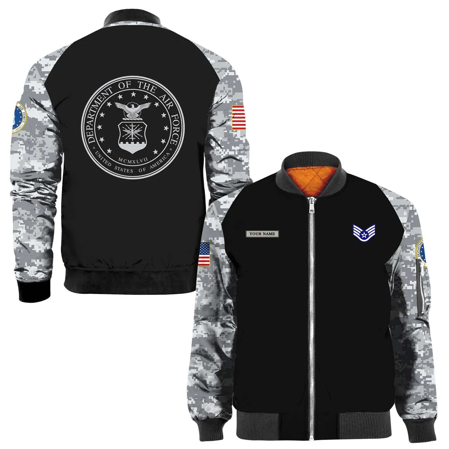 Custom 3D All Over Prints Bomber Jacket, Personalized Name And Ranks, Military Camo