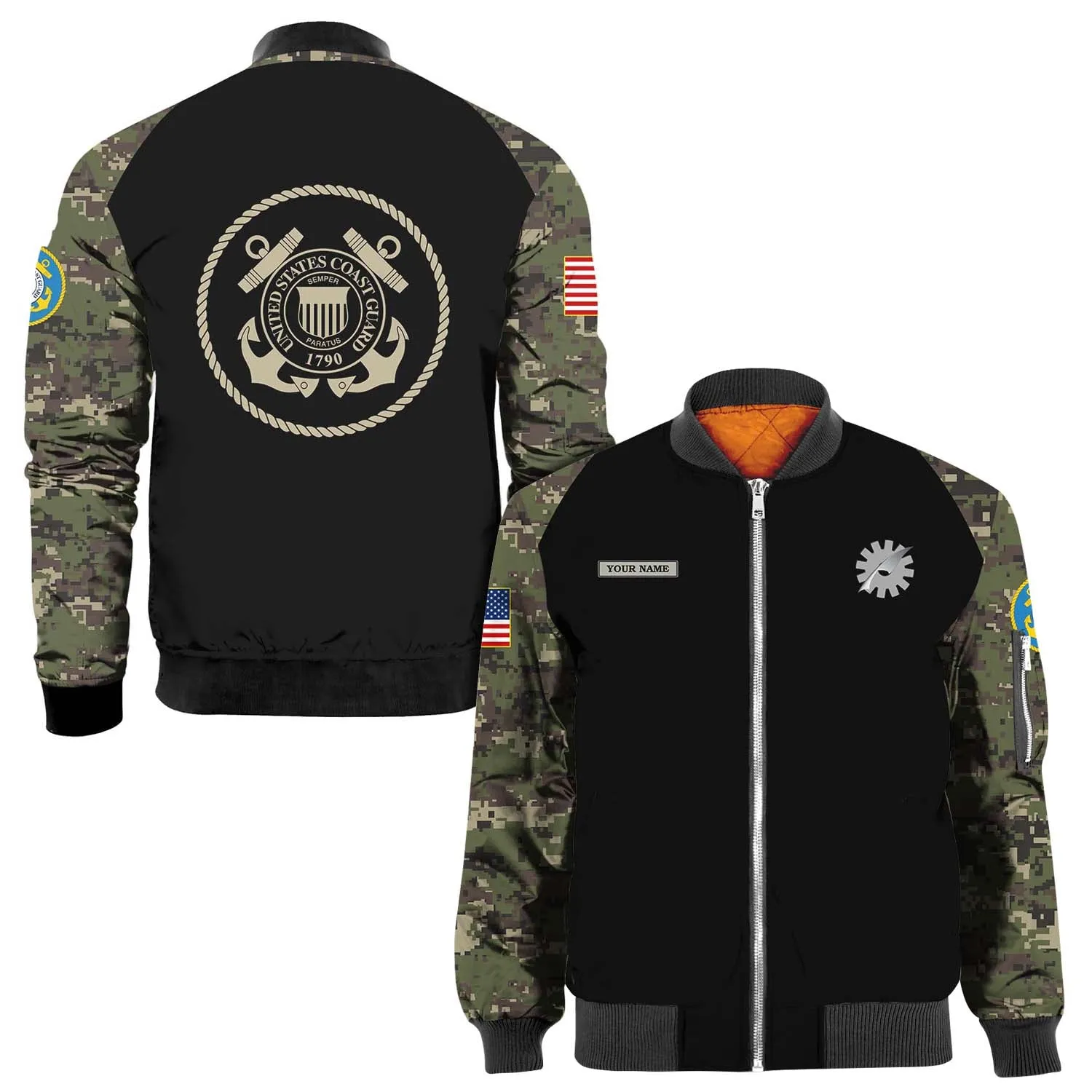 Custom 3D All Over Prints Bomber Jacket, Personalized Name And Ranks, Military Camo