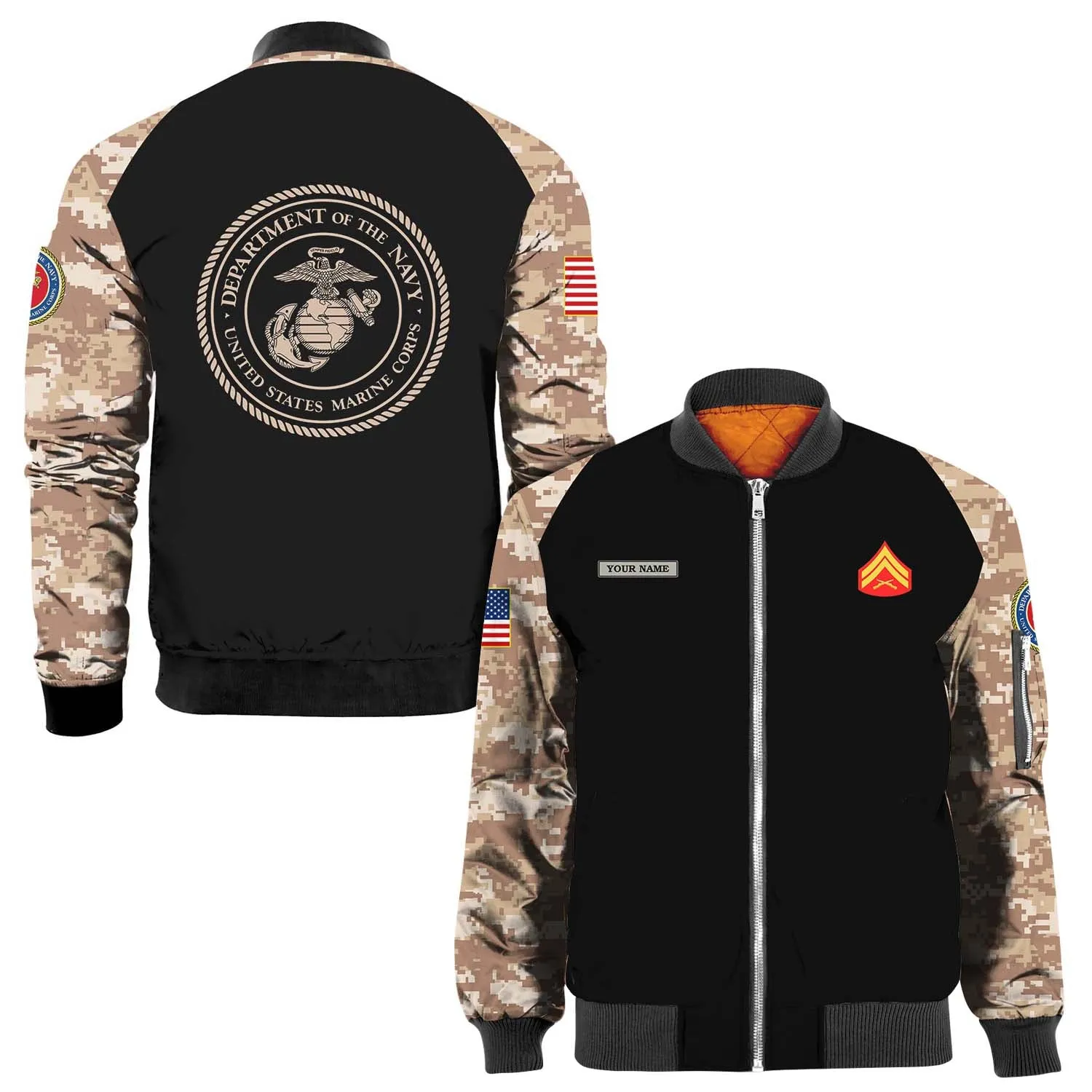 Custom 3D All Over Prints Bomber Jacket, Personalized Name And Ranks, Military Camo