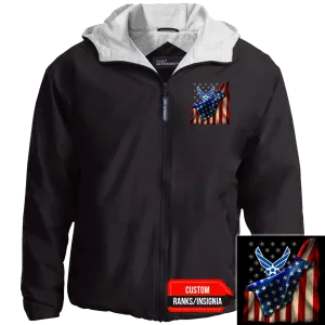 Custom US Air Force Ranks/Insignia, USA Flag, Print On Left Chest Team Jacket