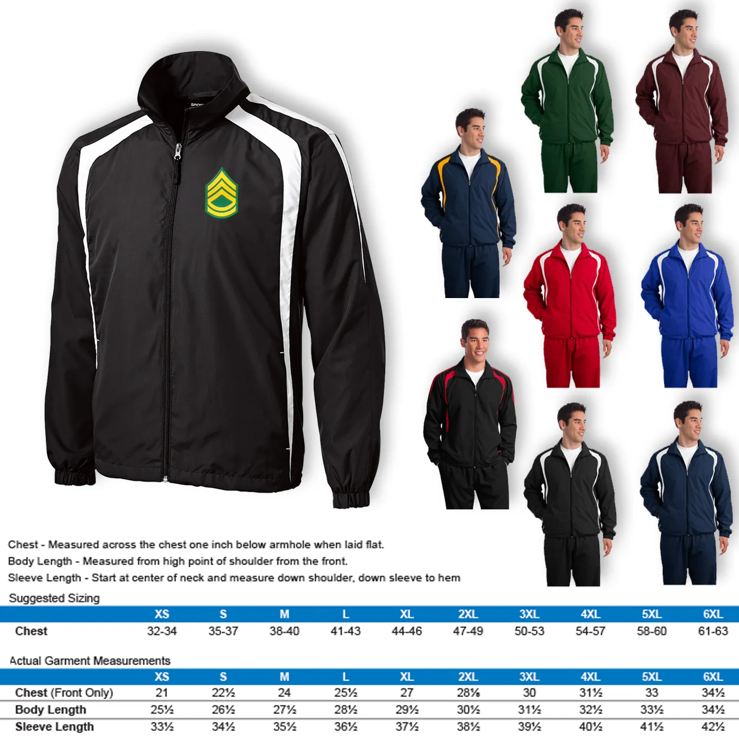 Custom US Army Ranks/Insignia Print On Left Chest Jersey-Lined Jacket