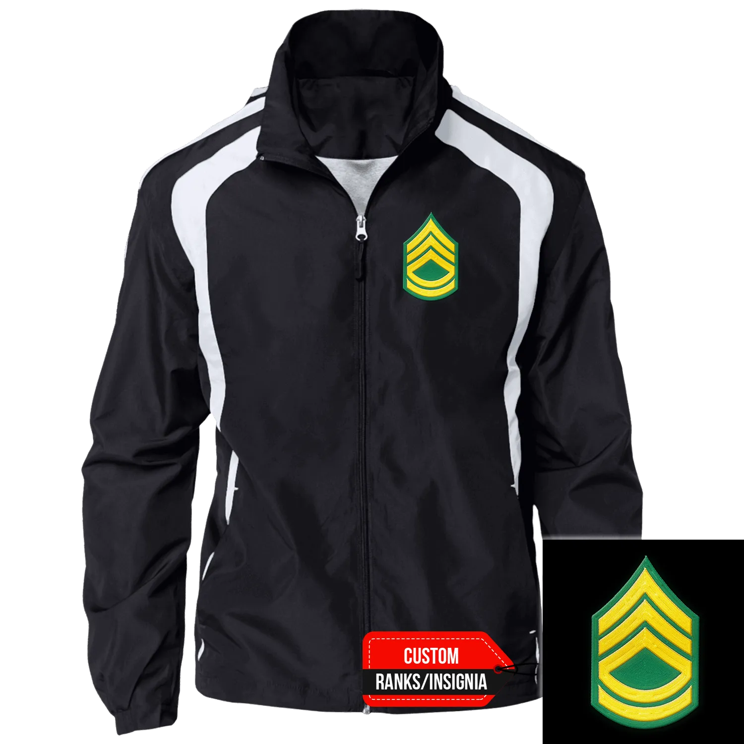 Custom US Army Ranks/Insignia Print On Left Chest Jersey-Lined Jacket