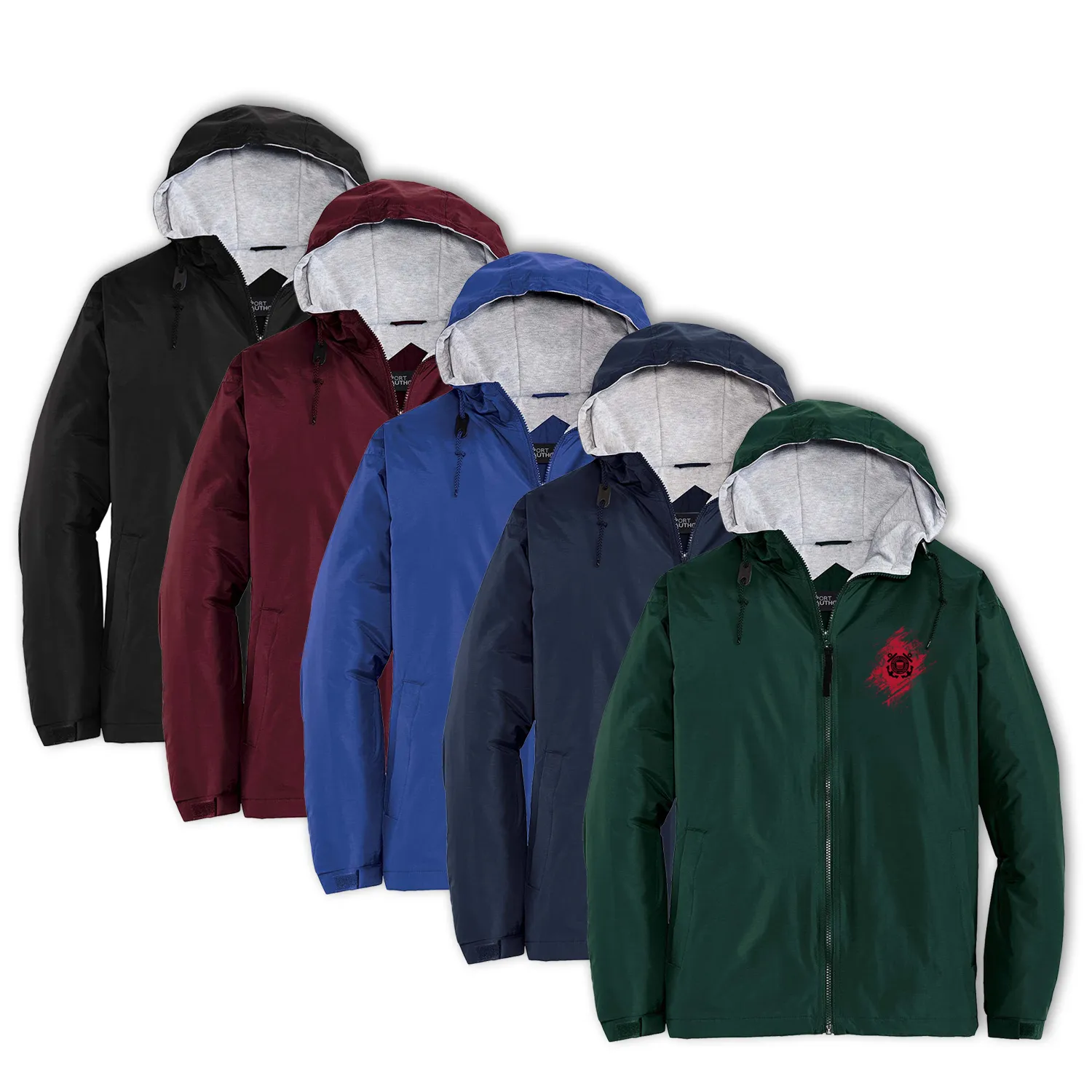 Custom US Coast Guard Ranks/Insignia In Heart Print On Left Chest Team Jacket