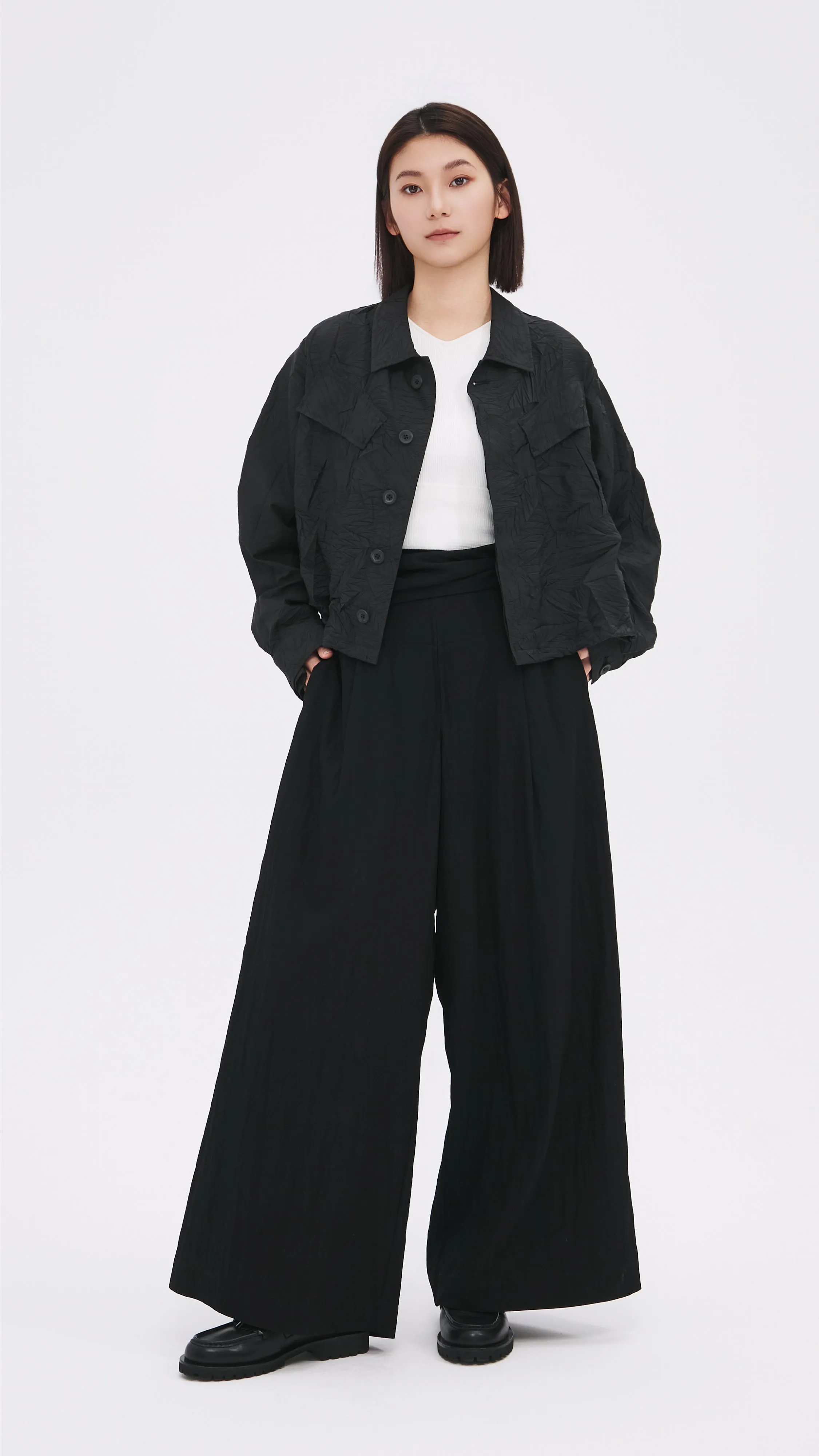 Distort Pleated Military Jacket