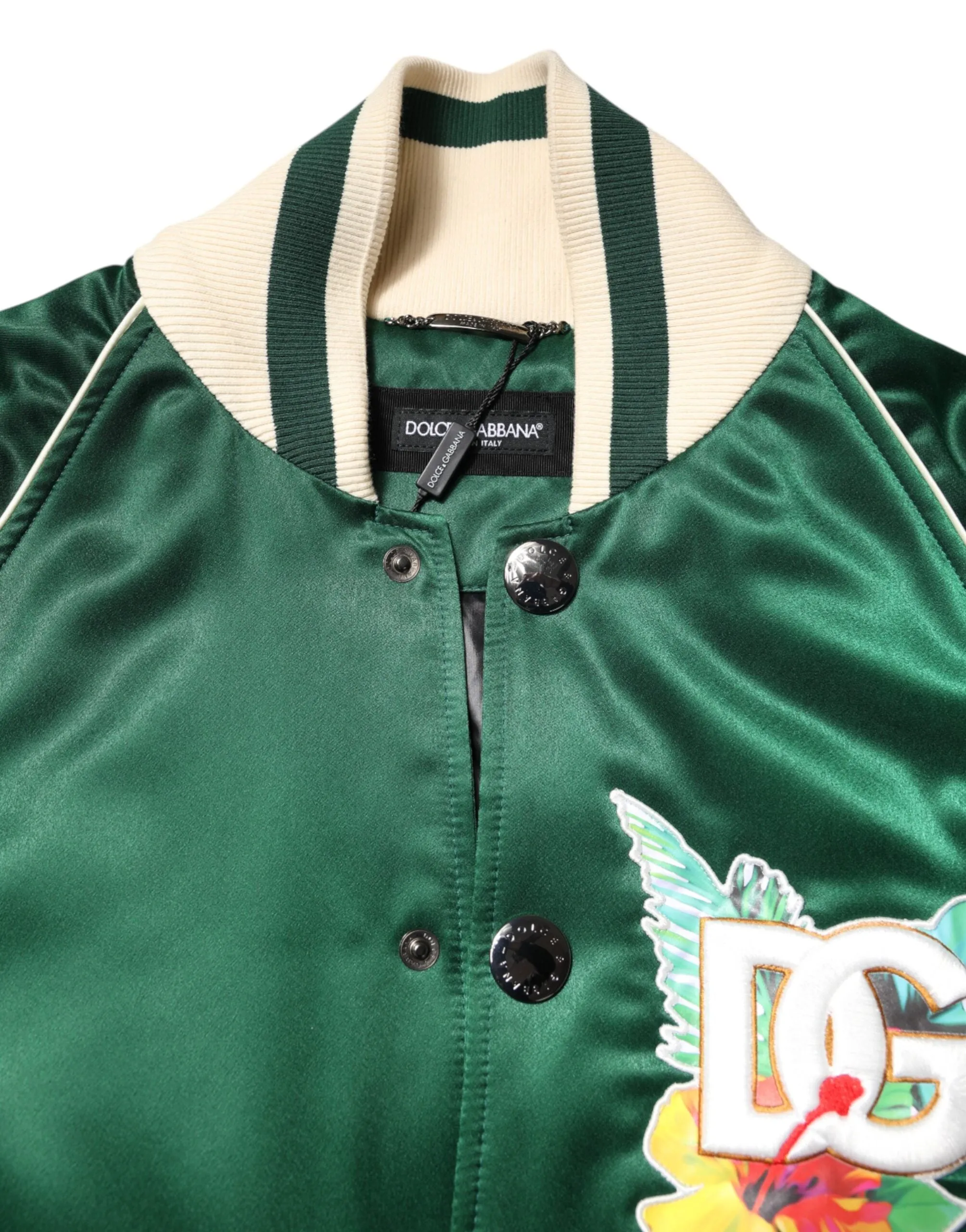 Dolce & Gabbana Floral DG Logo Full Zip Bomber Men's Jacket (Pre-Owned)