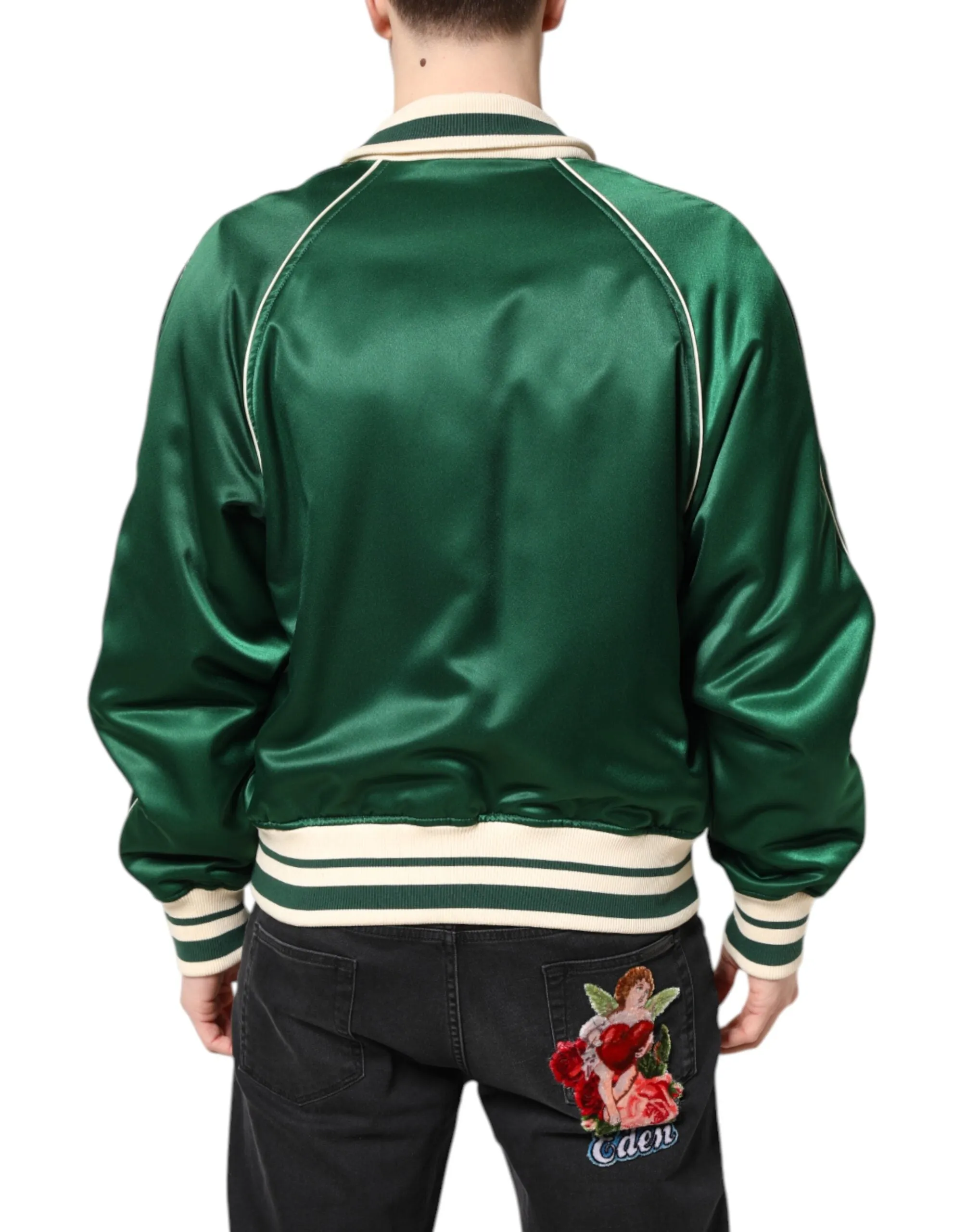Dolce & Gabbana Floral DG Logo Full Zip Bomber Men's Jacket (Pre-Owned)