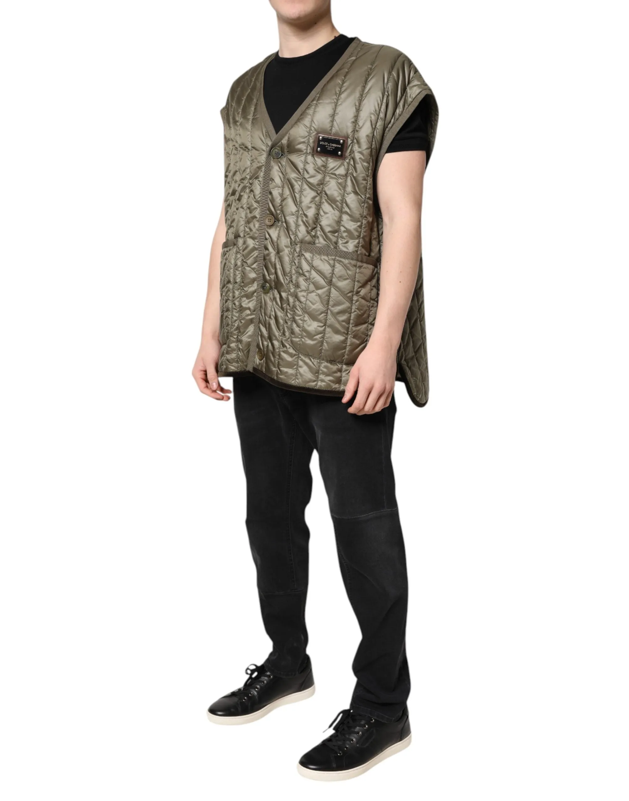 Dolce & Gabbana Logo Plaque Quilted Vest Men's Jacket