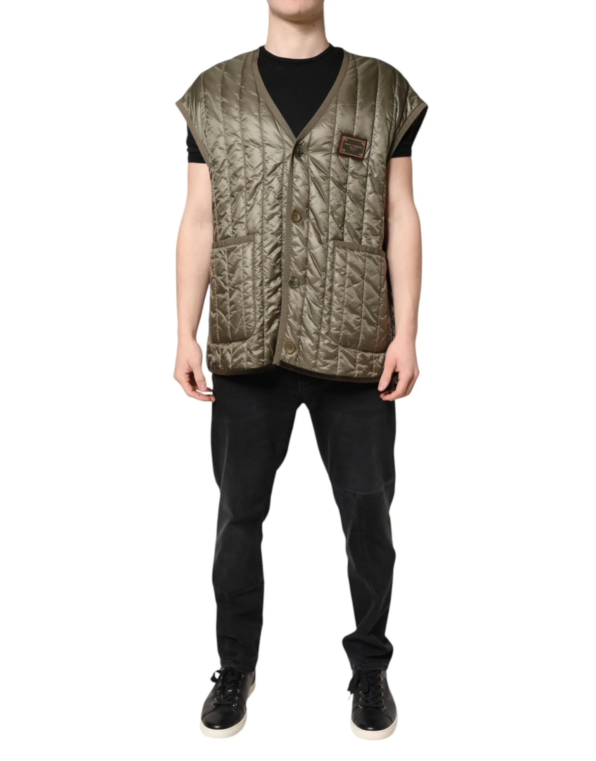 Dolce & Gabbana Logo Plaque Quilted Vest Men's Jacket