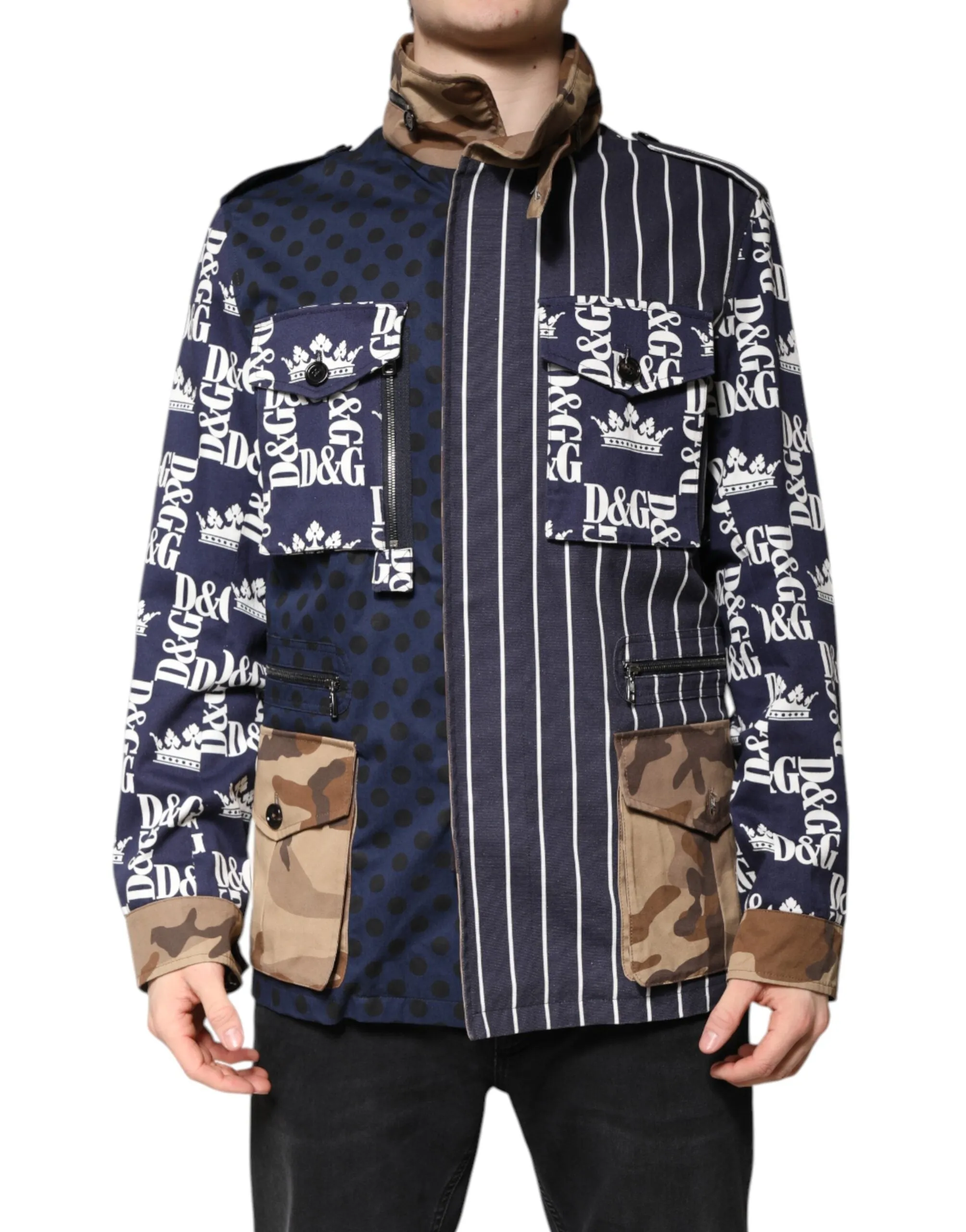 Dolce & Gabbana multi Cotton Logo Patchwork Coat Men's Jacket