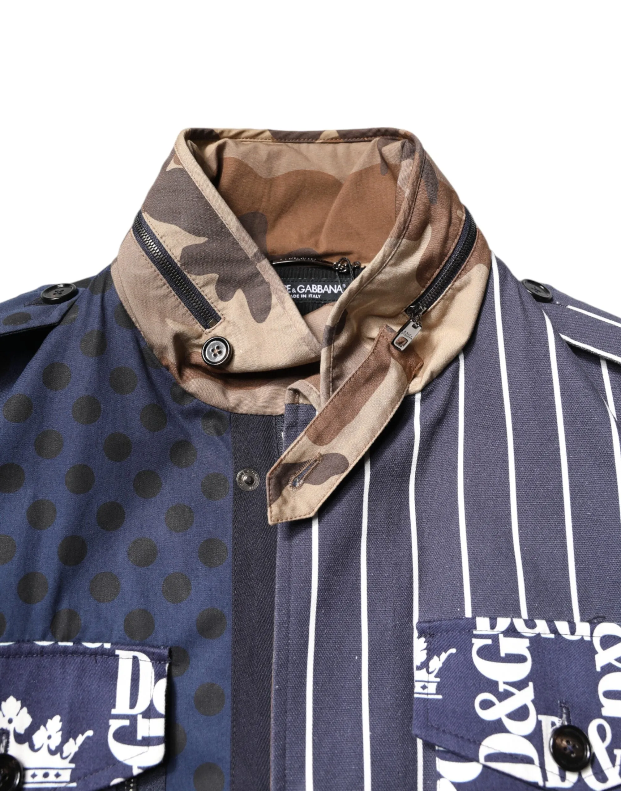 Dolce & Gabbana multi Cotton Logo Patchwork Coat Men's Jacket