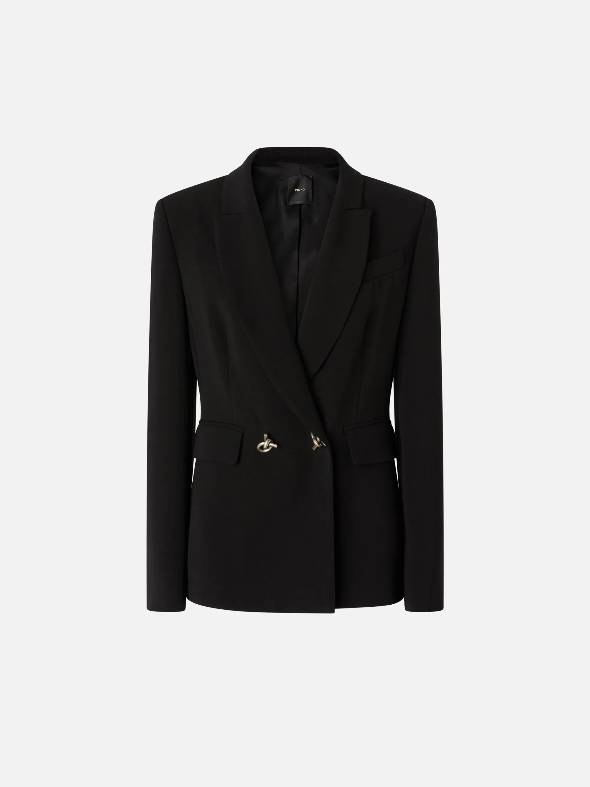 Double-Breasted Blazer in Black Technical Cady