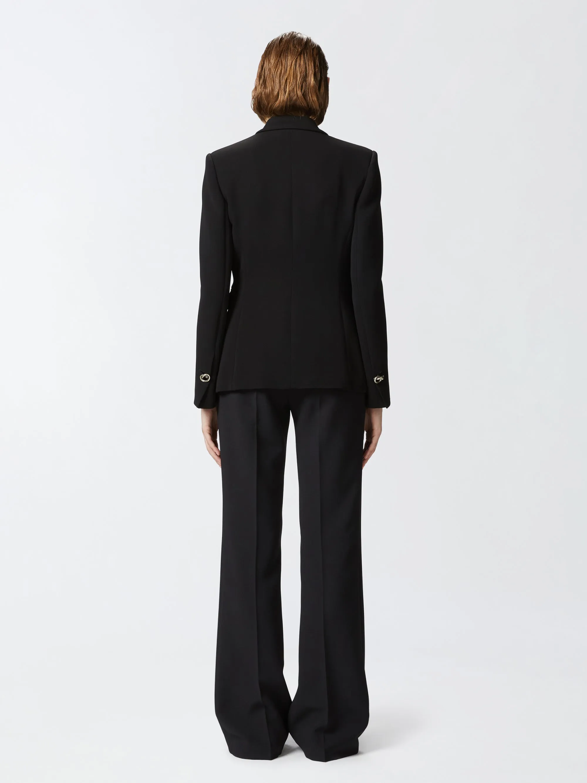 Double-Breasted Blazer in Black Technical Cady