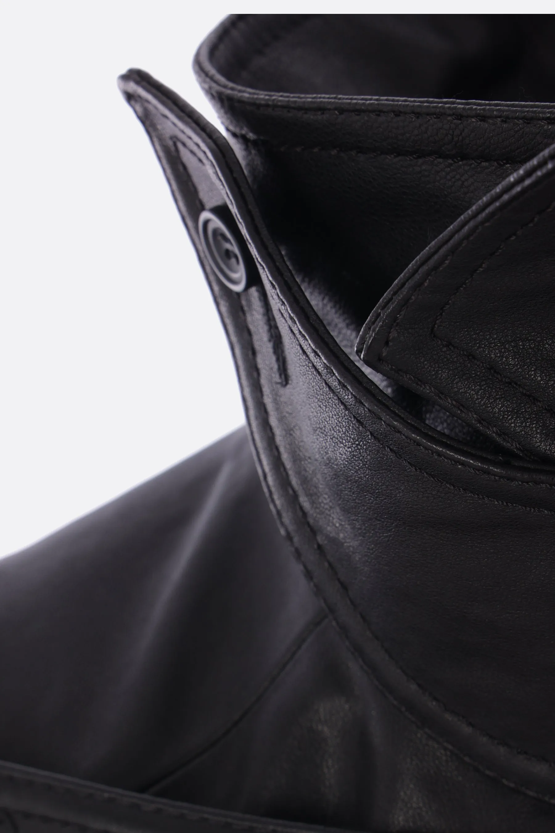 double-layered jacket in leather and knit