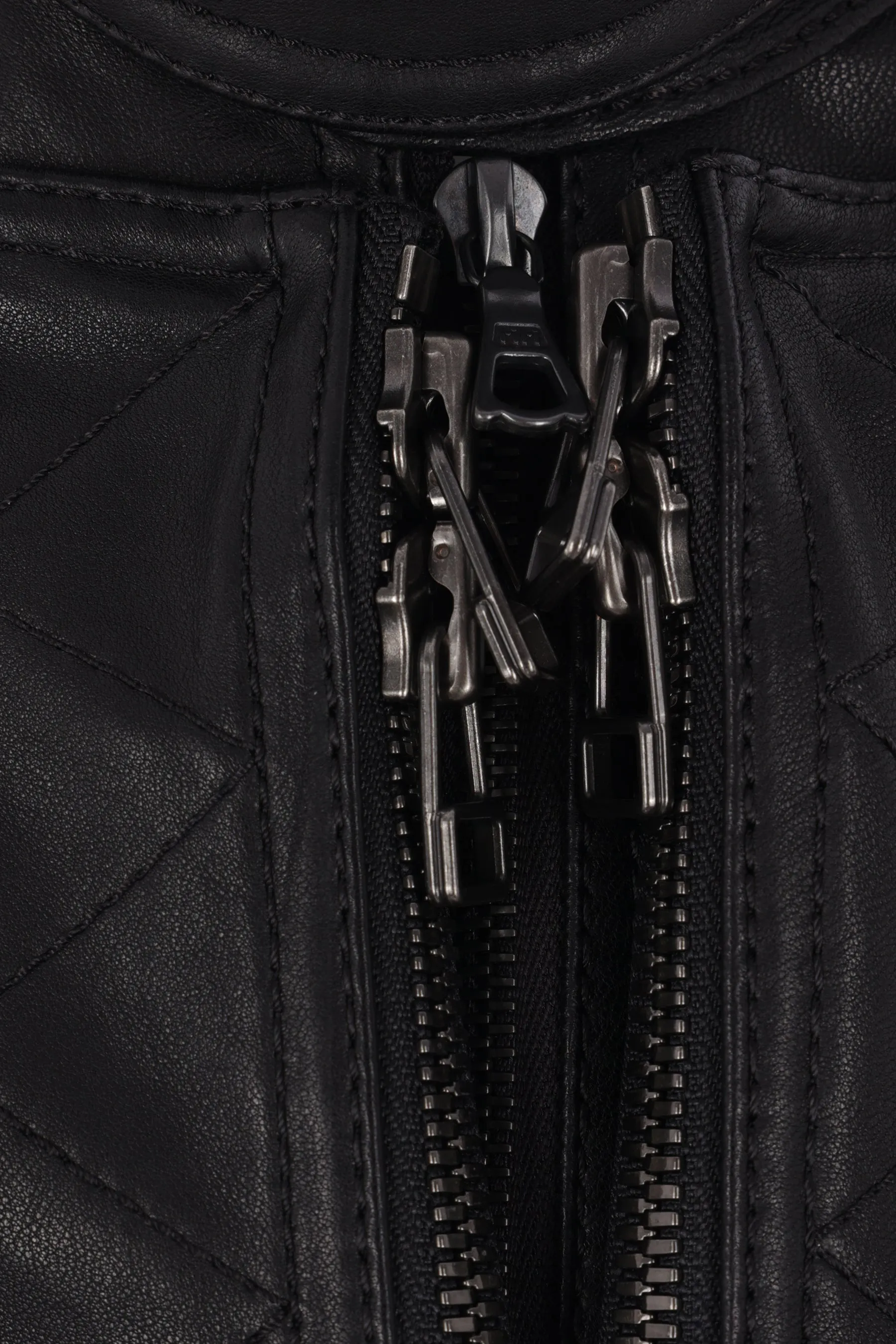 double-layered jacket in leather and knit