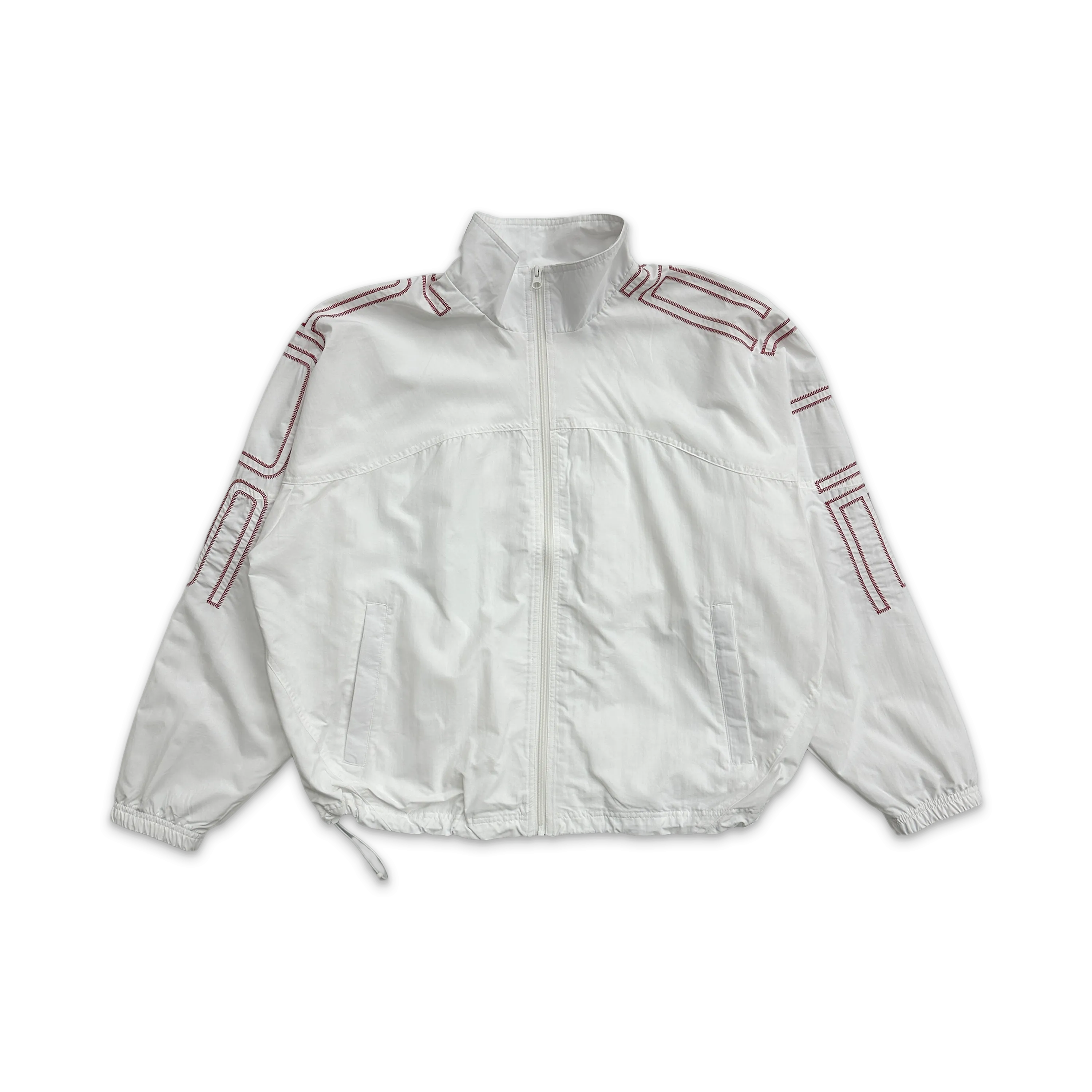 Embroidered Spellout Track Jacket White