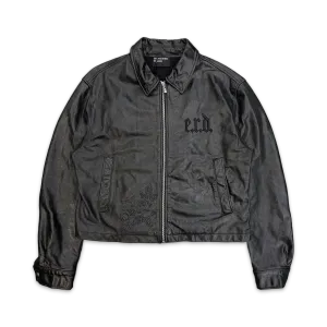 Enfants Riches Déprimes Roses Cropped Leather Jacket Black