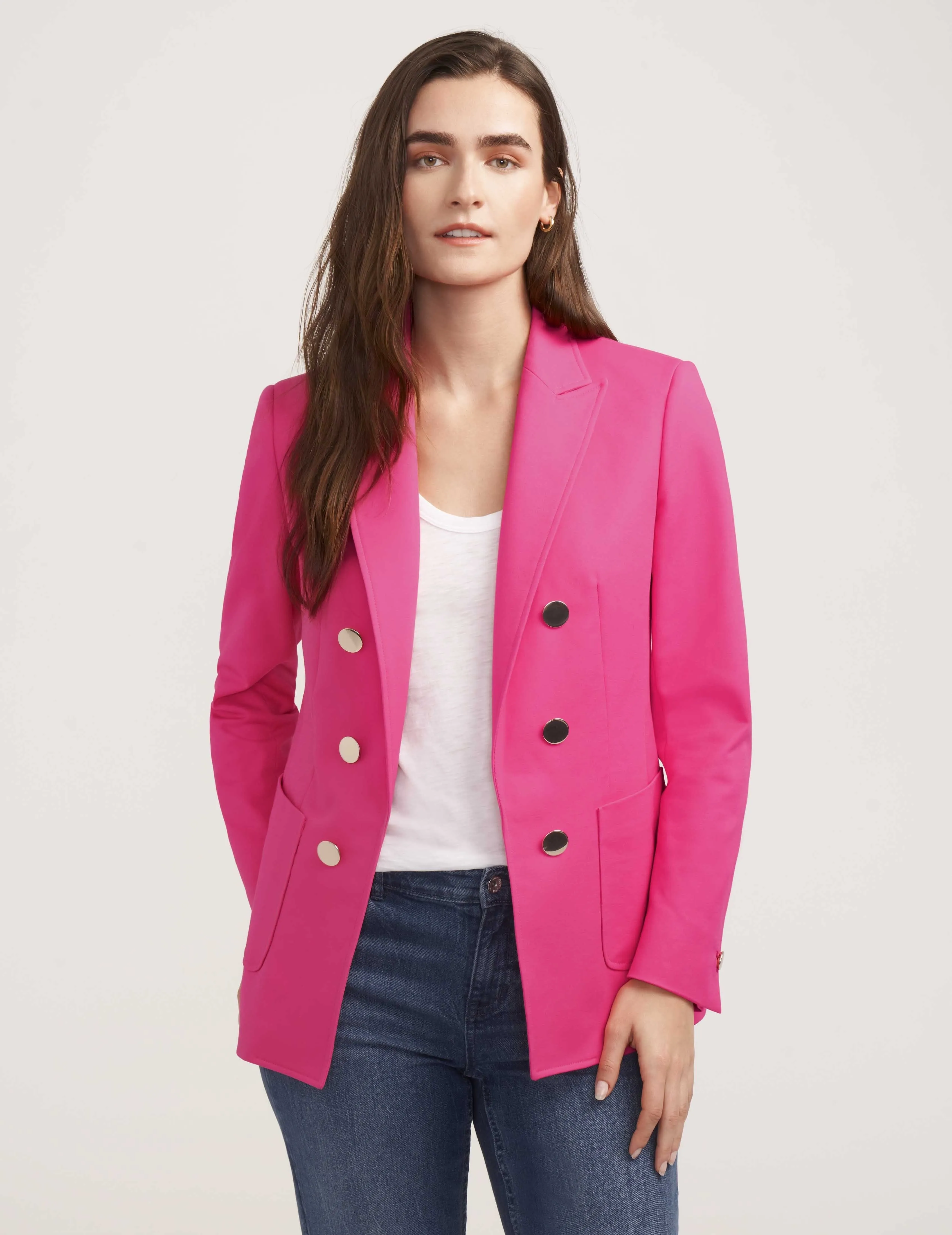 Faux Double-Breasted Patch Pocket Jacket- Sale