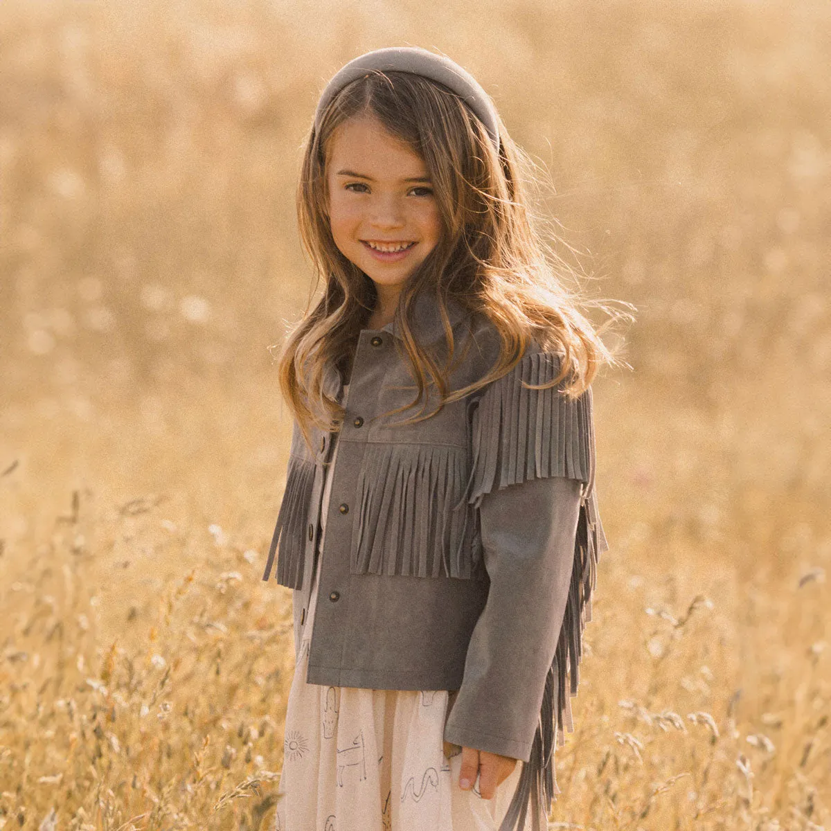 Fringe Jacket - Dusty Blue - FINAL SALE