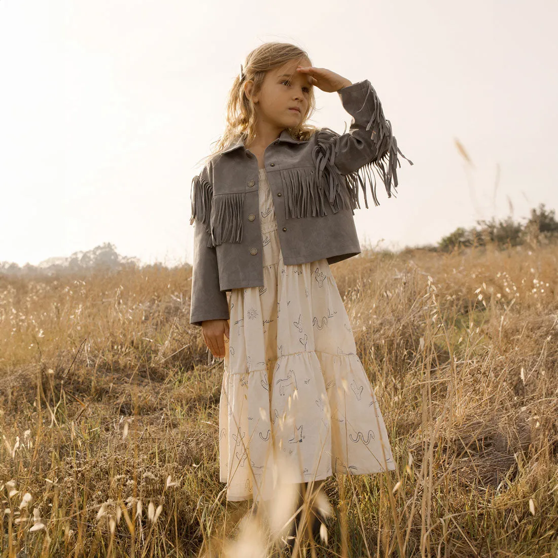 Fringe Jacket - Dusty Blue - FINAL SALE