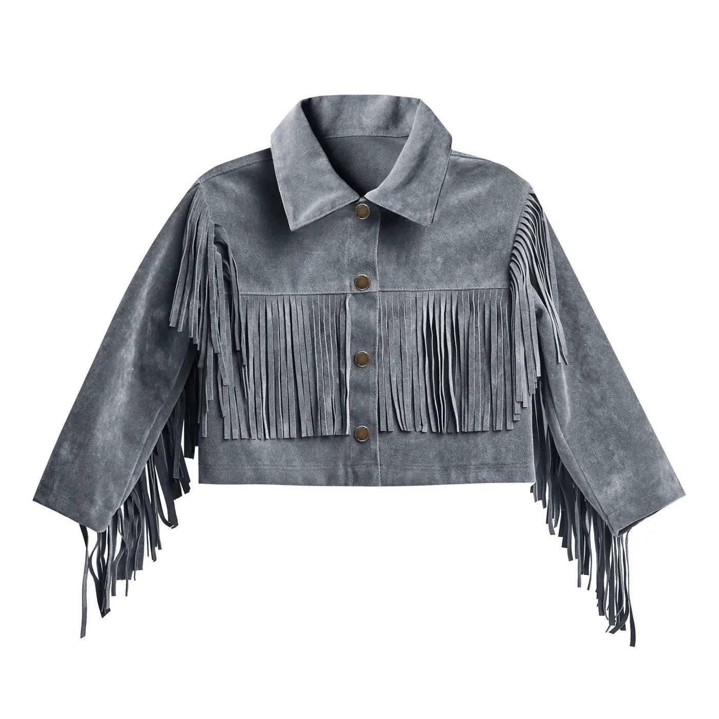 Fringe Jacket - Dusty Blue - FINAL SALE