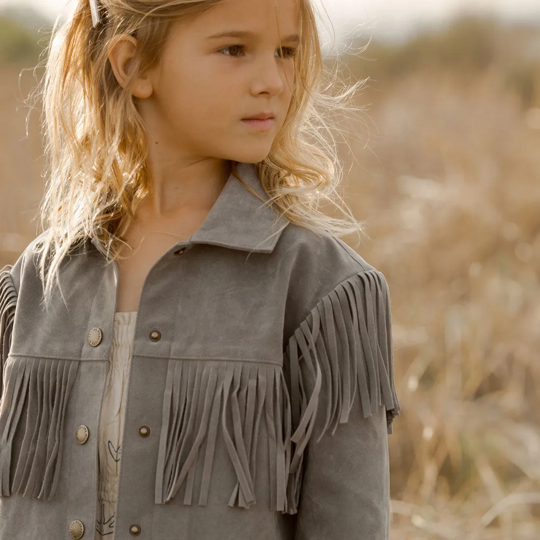 Fringe Jacket - Dusty Blue - FINAL SALE