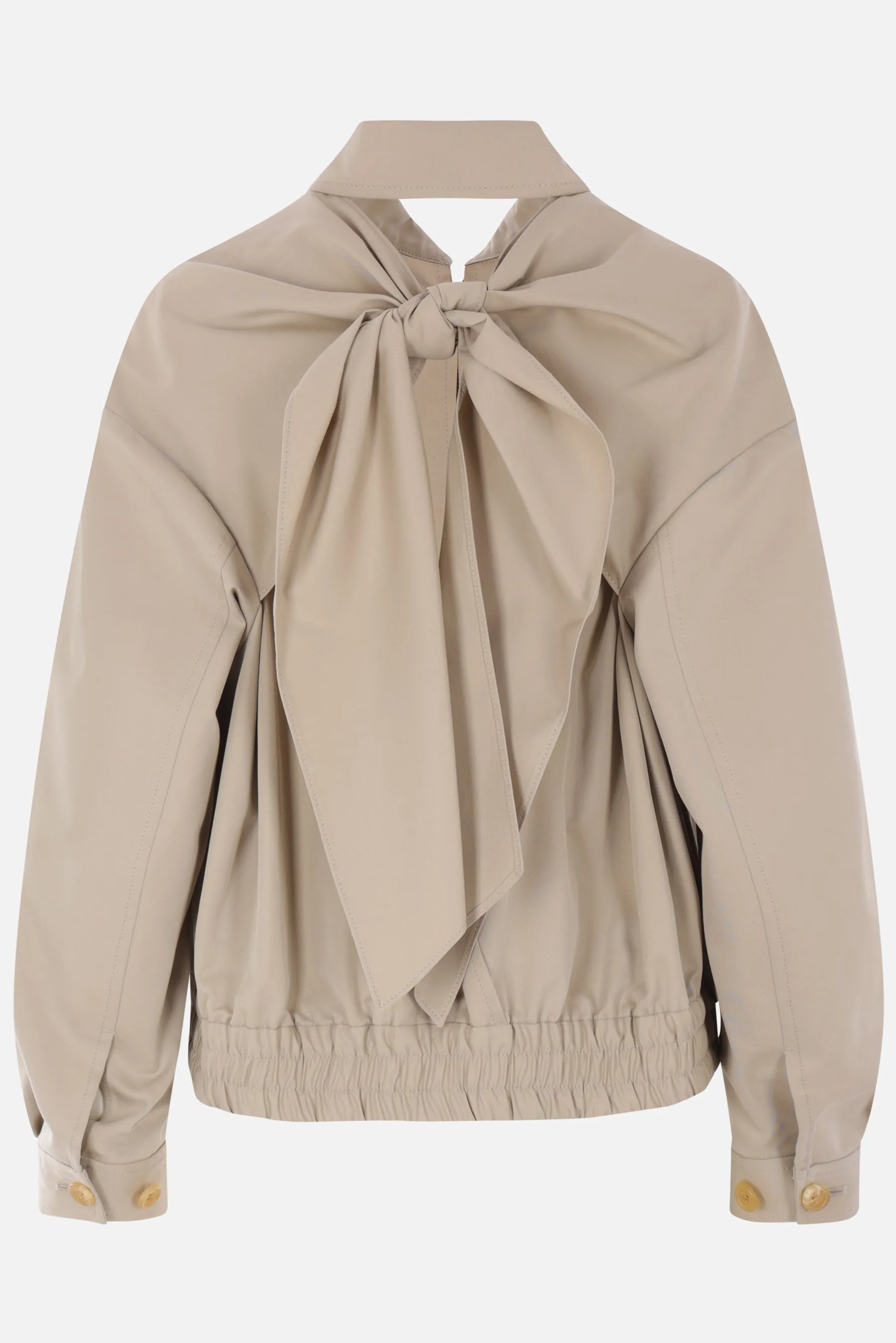 gabardine bomber jacket with bow
