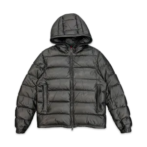 Gebroulaz Lamb Leather Hooded Puffer Jacket Black